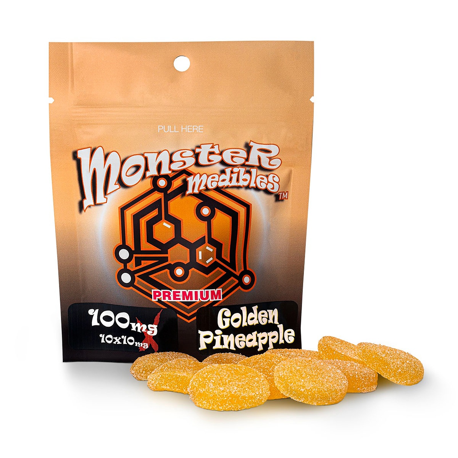 Monster Xtracts Golden Pineapple 10x10mg Gummies Leafly