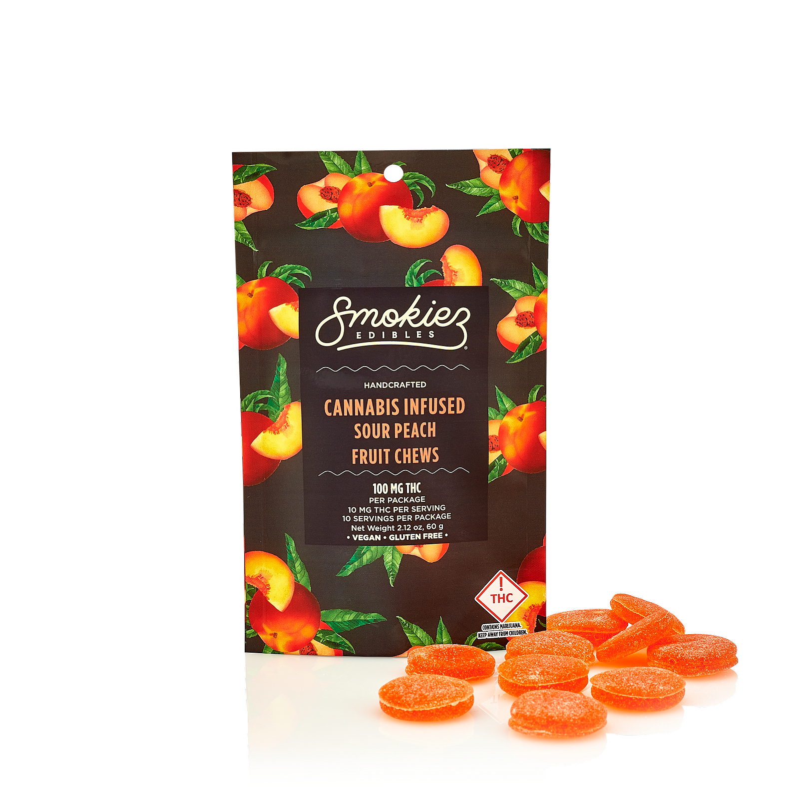 Smokiez Edibles: Smokiez SATIVA Sour Peach Fruit Chews - 100mg 10pk ...