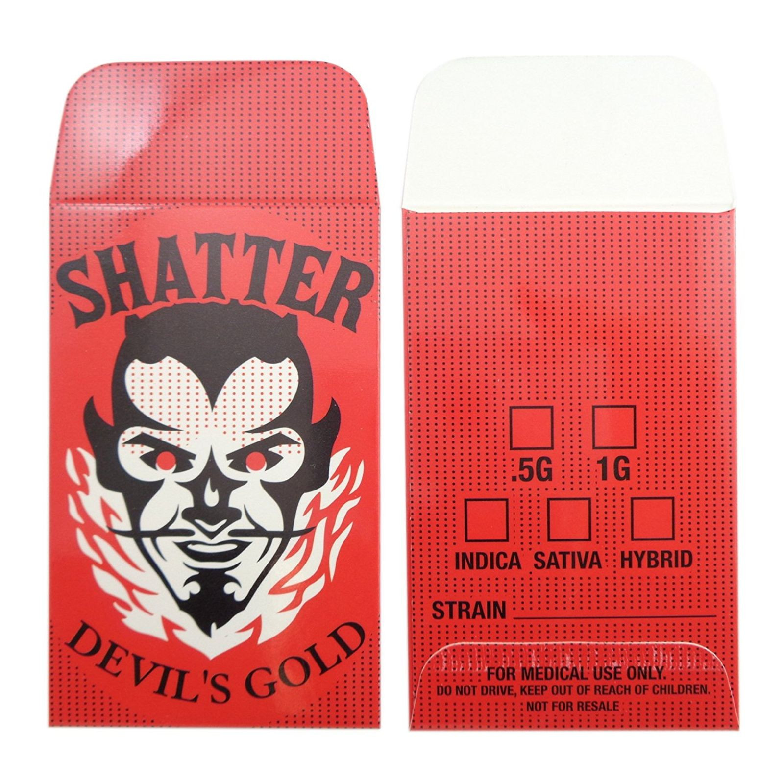 Shatter Labels 25 Devils' Gold Premium Concentrate Wax Envelopes by