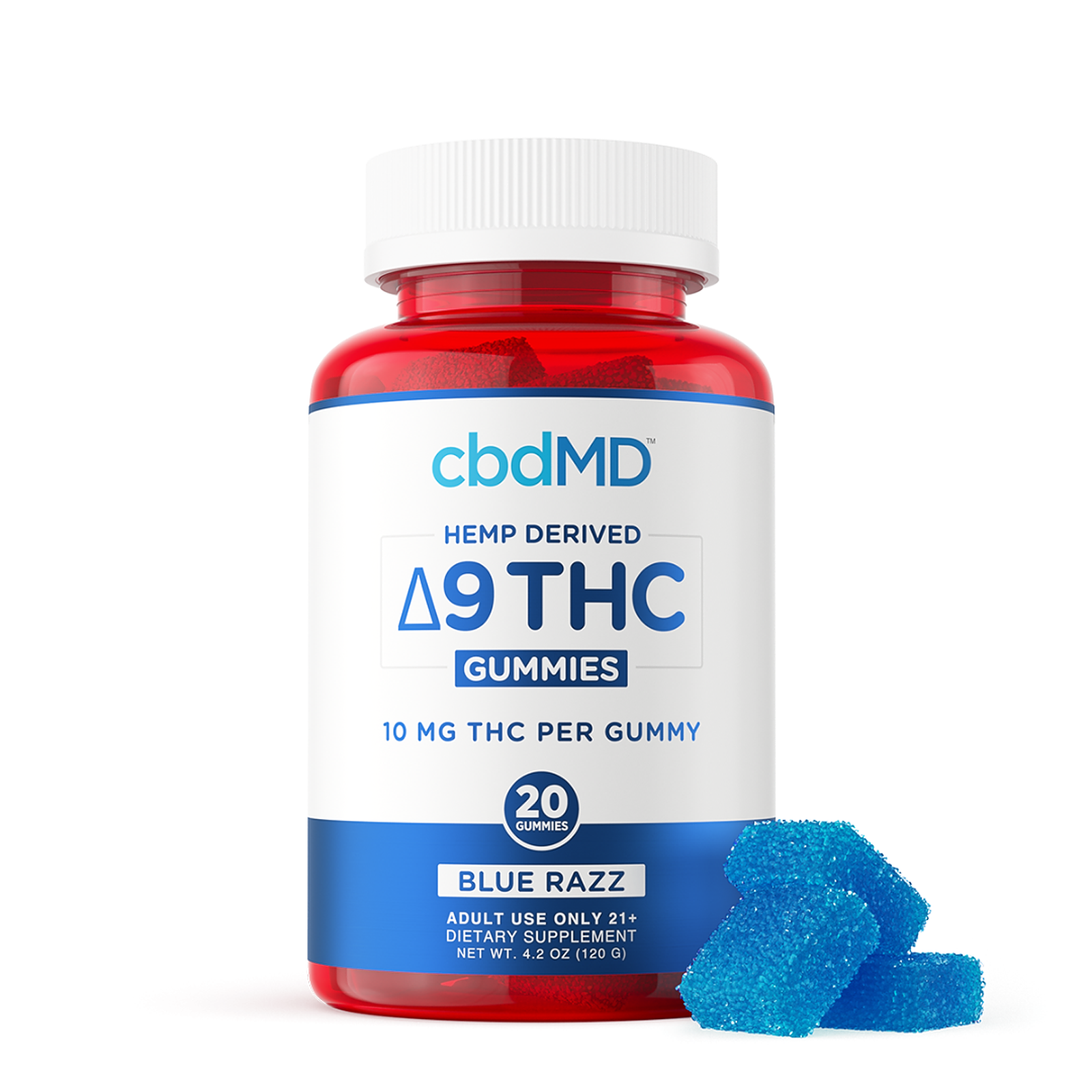 BOOM Headshop: CbdMD Hemp-Derived Delta-9 THC Gummies - Blue Razz | Leafly