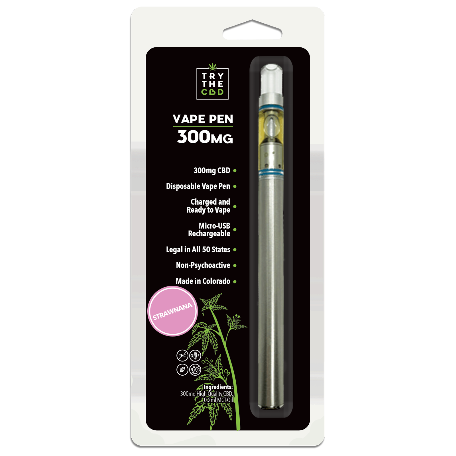 STRAWNANA 300 mg CBD Disposable Vape Pen Leafly
