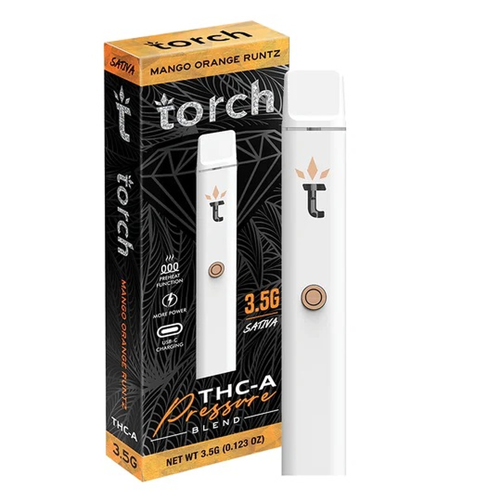 Zaleaf Pressure THCA Mango Orange Runtz Sativa Torch Disposable Vape