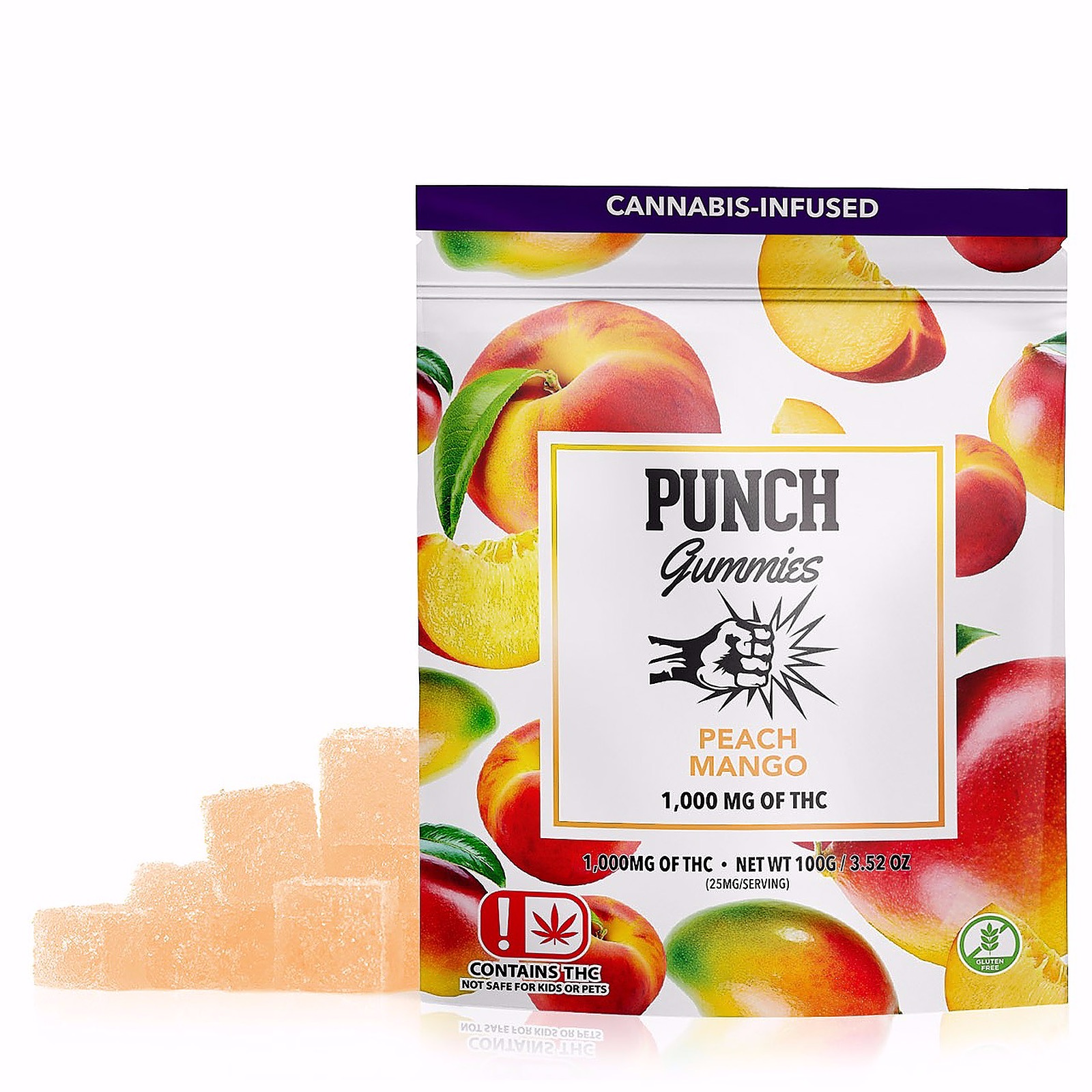 Punch Peach Mango Extreme OK 1000MG Punch Gummies Leafly