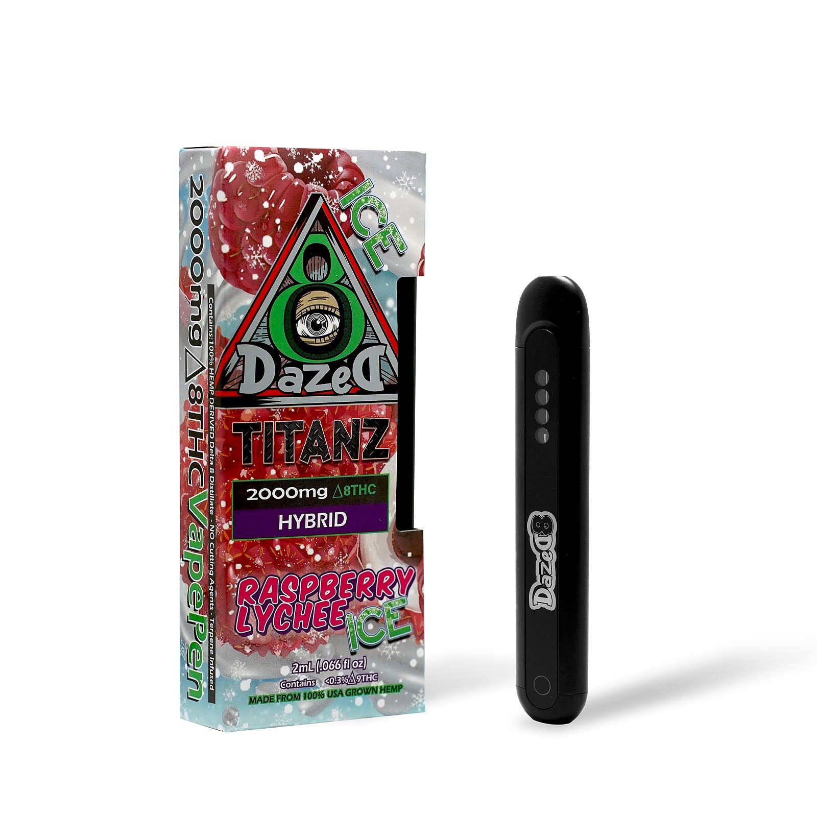 DazeD8: Raspberry Lychee Ice Delta 8 THC Disposable Vape — 2 Grams | Leafly