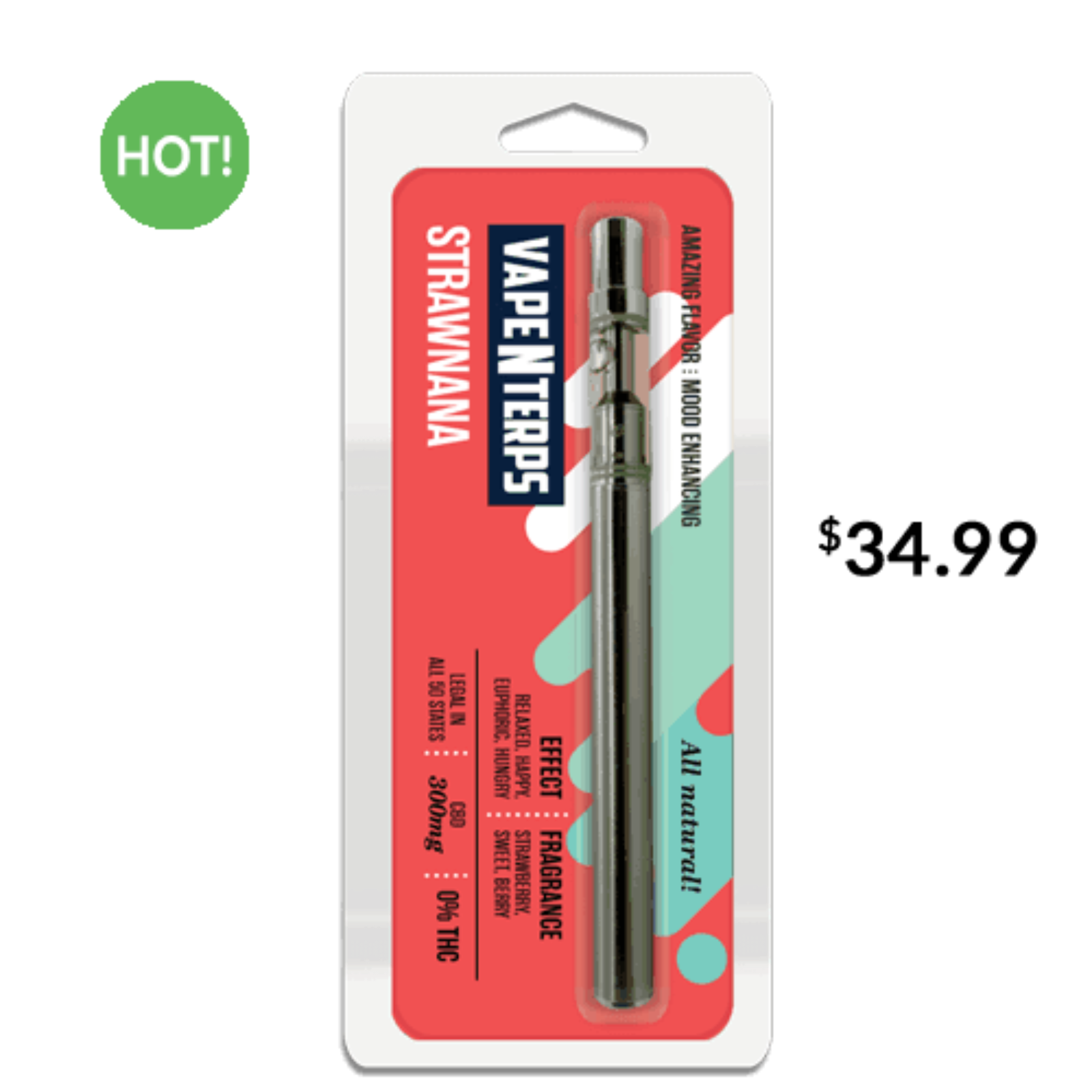 all natural vape pens VapeNterps: 300mg CBD Strawnana Vape Pen