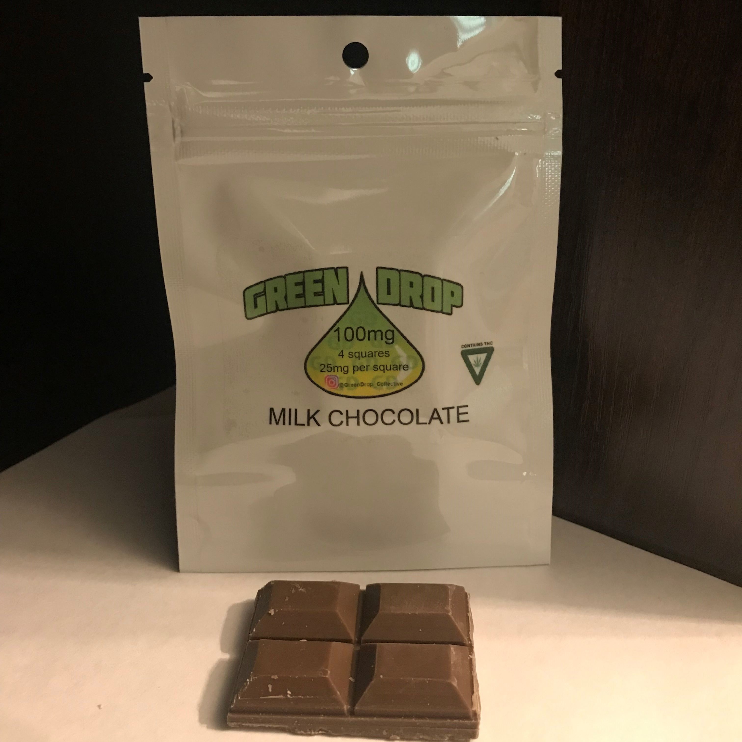 Green Drop Edibles: Milk Chocolate 100mg 4-pack | Leafly
