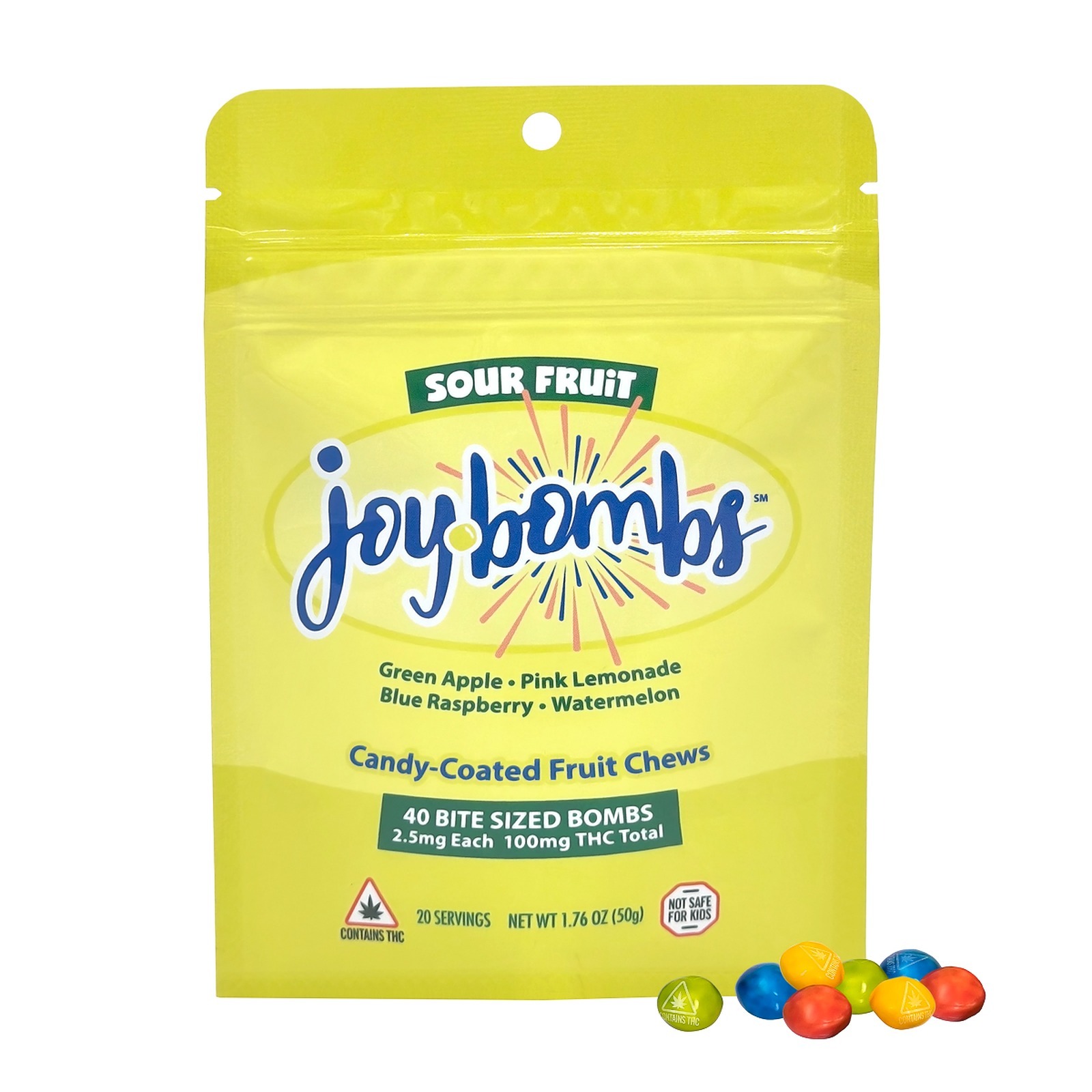 Joyibles Joy Bombs Sour Fruit (40pk) 2.5mg THC ea (100mg Total) Leafly