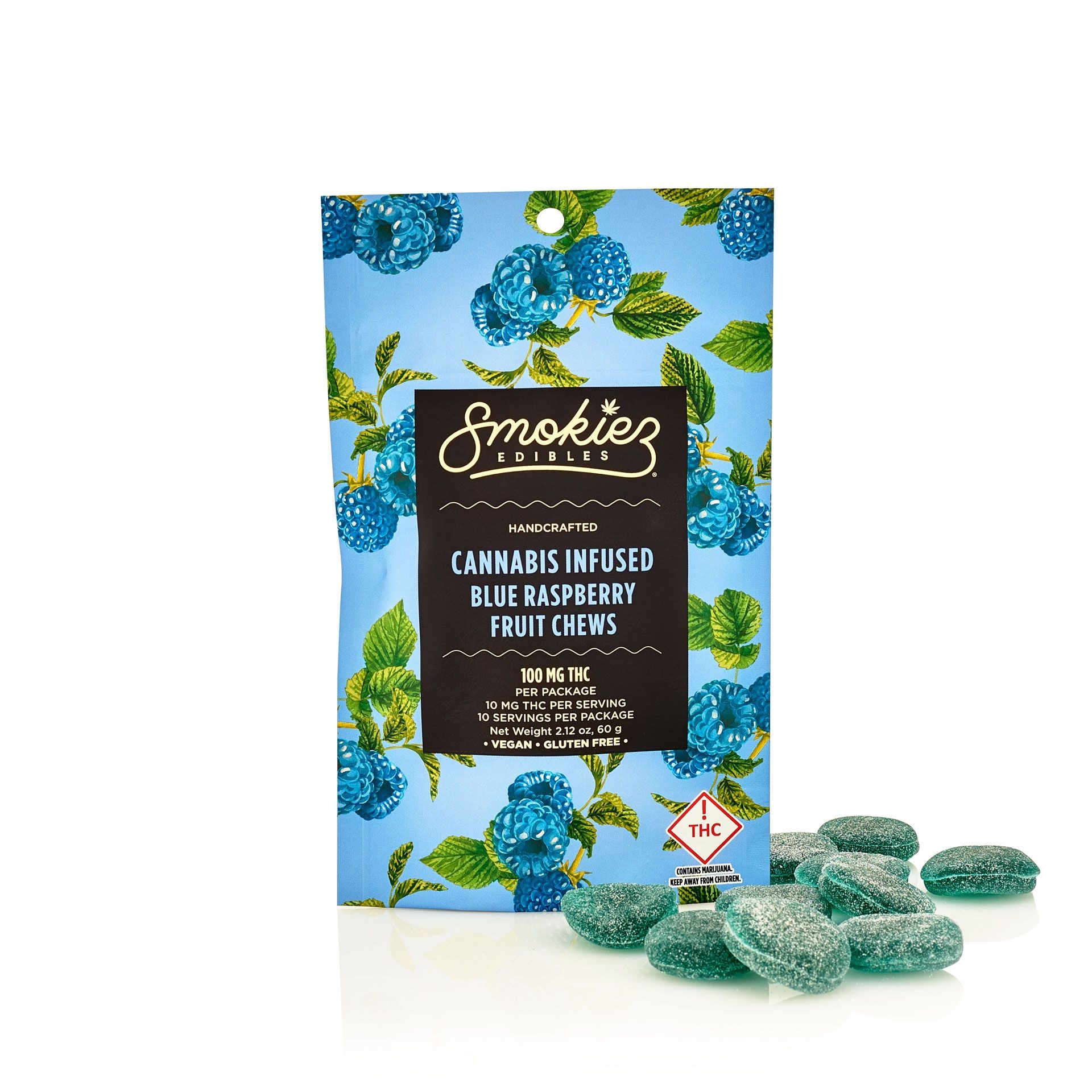 Blue Raspberry Fruit Chews, 100mg THC CO Leafly