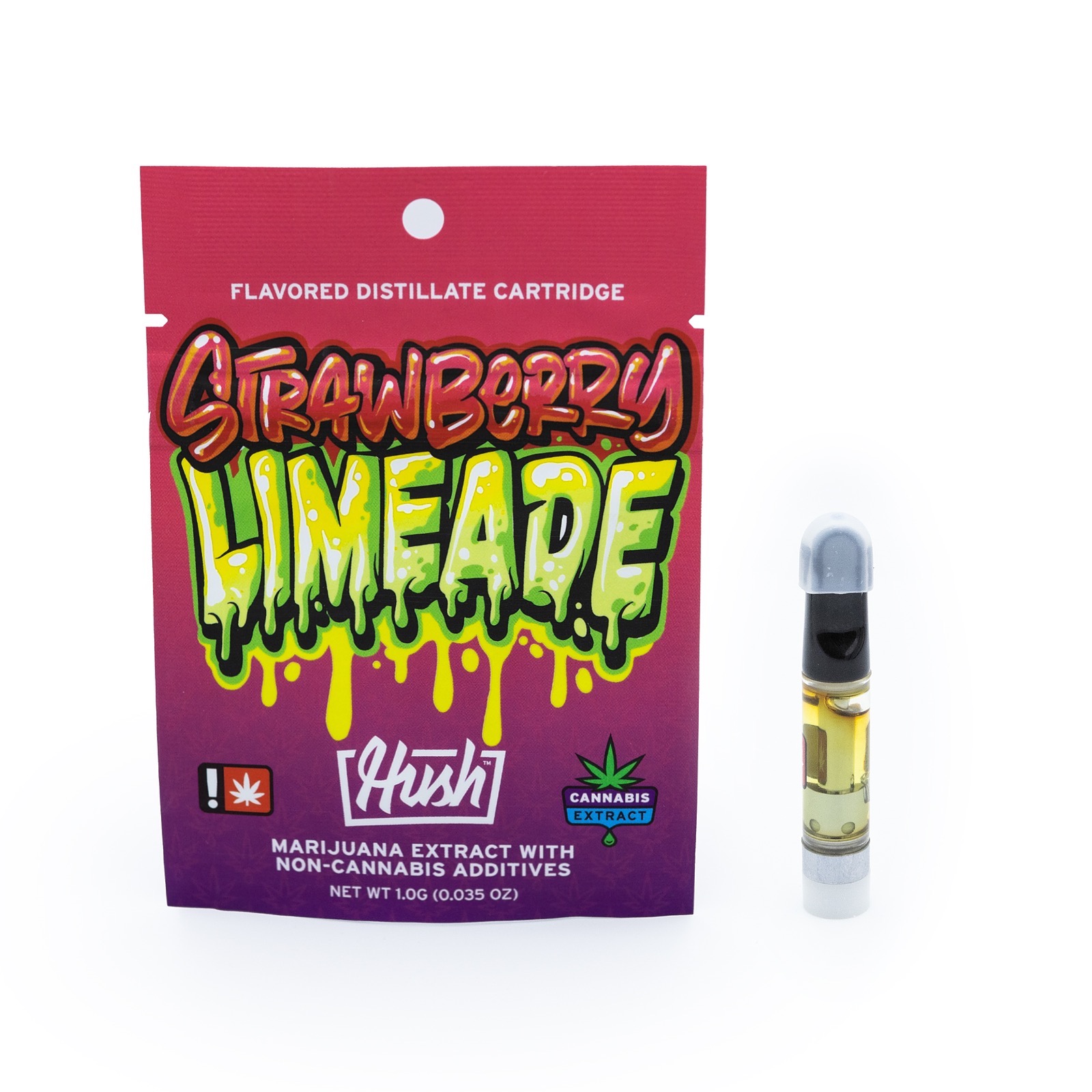 HUSH Strawberry Limeade Flavored Distillate Vape Cartridge 1g Leafly