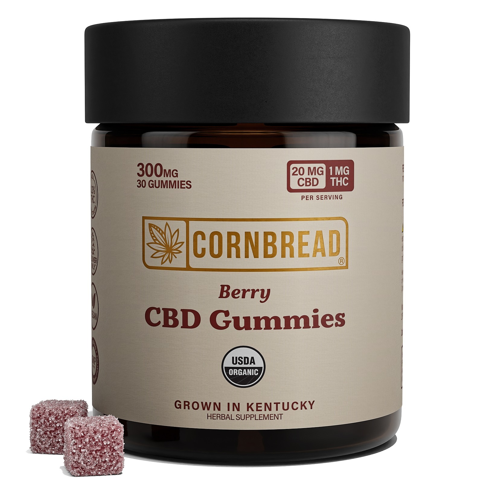 Cornbread Hemp: Full Spectrum CBD Gummies (Berry): 30ct 300mg | Leafly