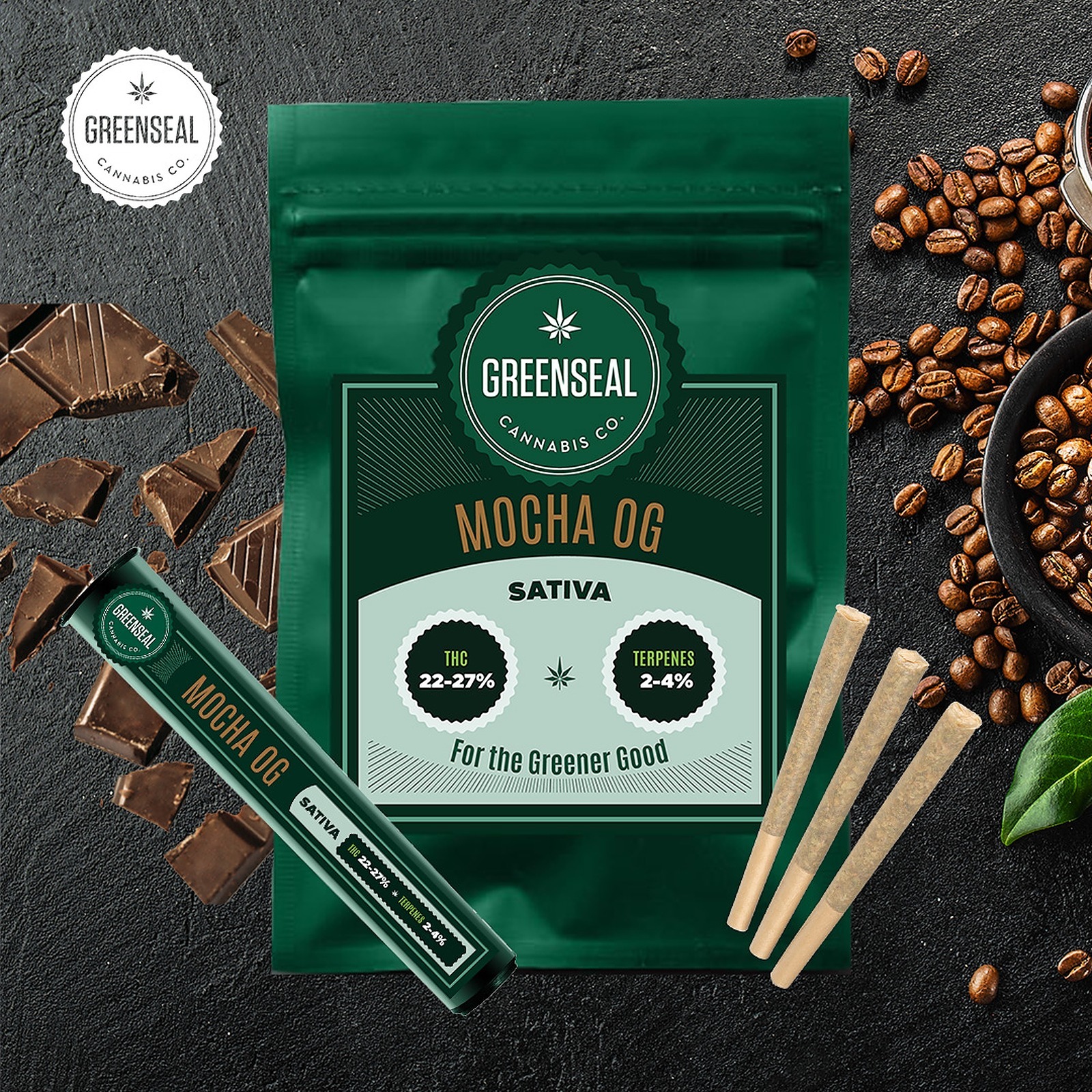 Greensel GreenSeal Cannabis Co.: Mocha OG - 10x0.35g Pre-Rolls - Ontario | Leafly