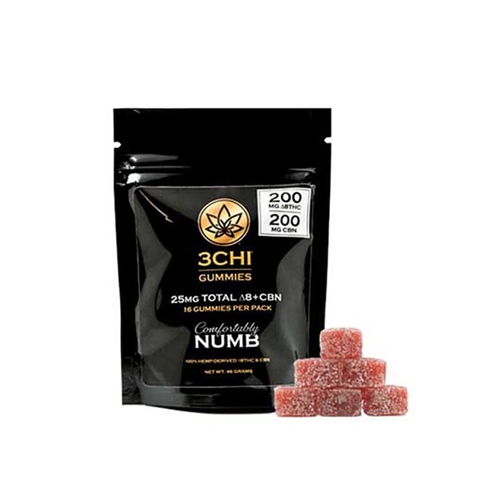 3CHI: Comfortably Numb Delta 8 THC:CBN Gummies - 16 Pack | Leafly