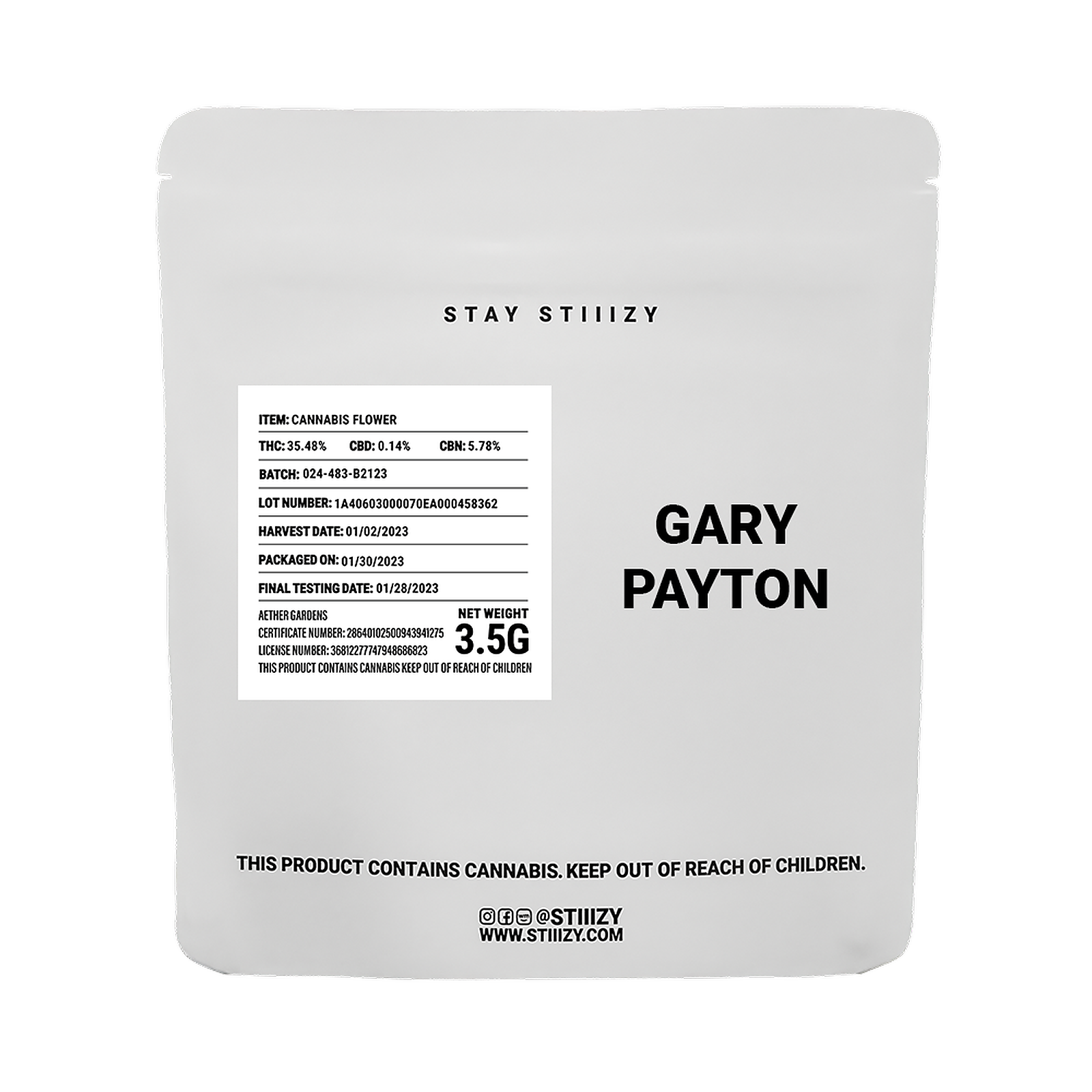 STIIIZY: GARY PAYTON - WHITE LABEL 3.5G | Leafly