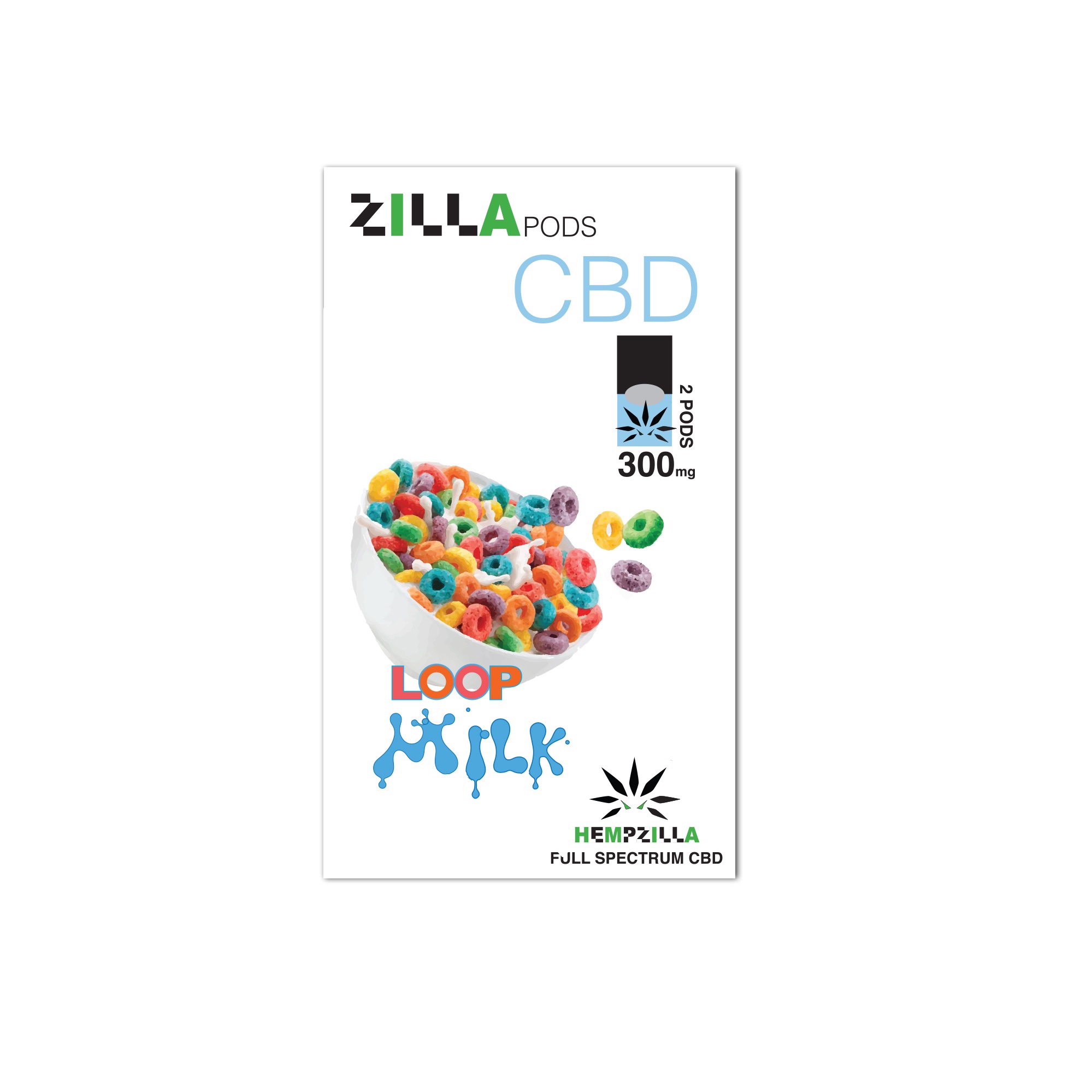 Hempzilla CBD Zilla Pod 300mg CBD Juul Pod Loop Milk Leafly