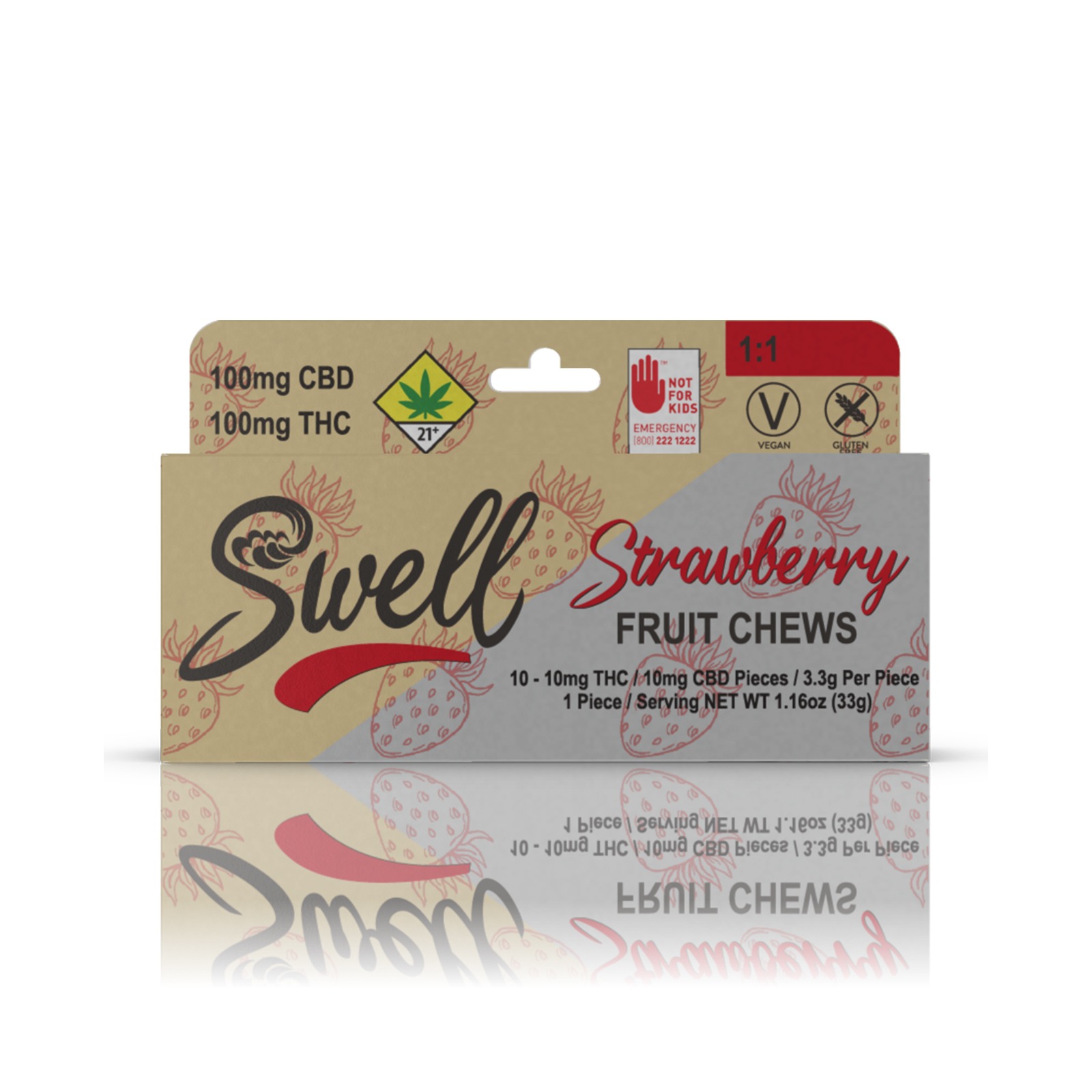 Swell Cannabis 11 CBD/Hybrid Strawberry Fruit Chews 200mg 10pack Leafly
