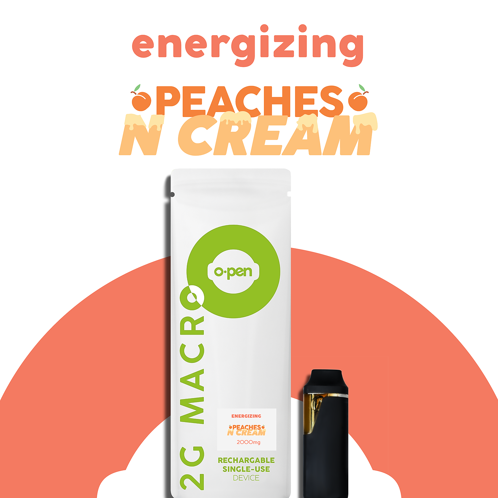 O.pen O.pen MACRO Peaches n Cream (Energizing) 2,000mg AllInOne