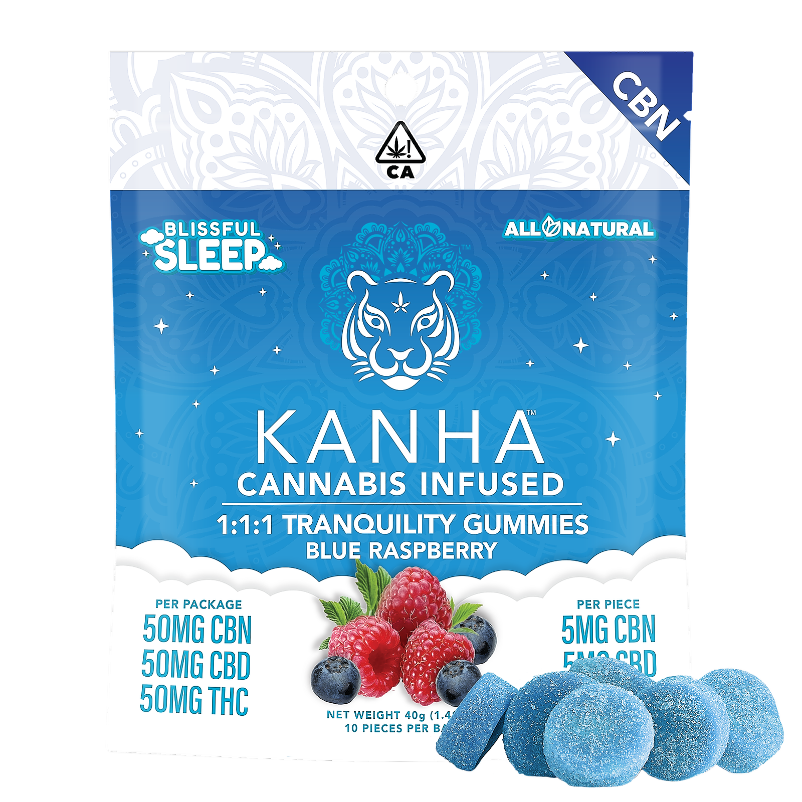 KANHA KANHA Tranquility 111 CBNCBDTHC Blue Raspberry 50mg