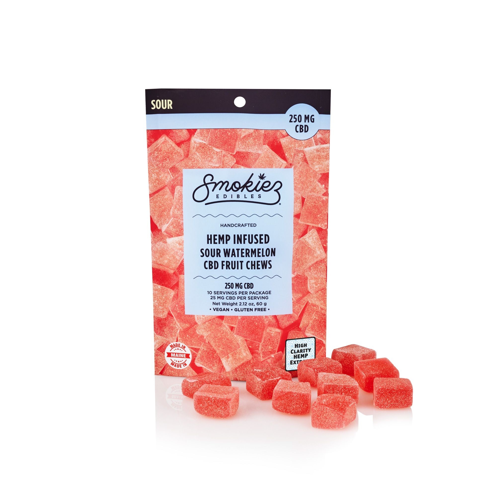 Smokiez Edibles: Sour Watermelon Fruit Chews - 250 mg CBD - Maine | Leafly
