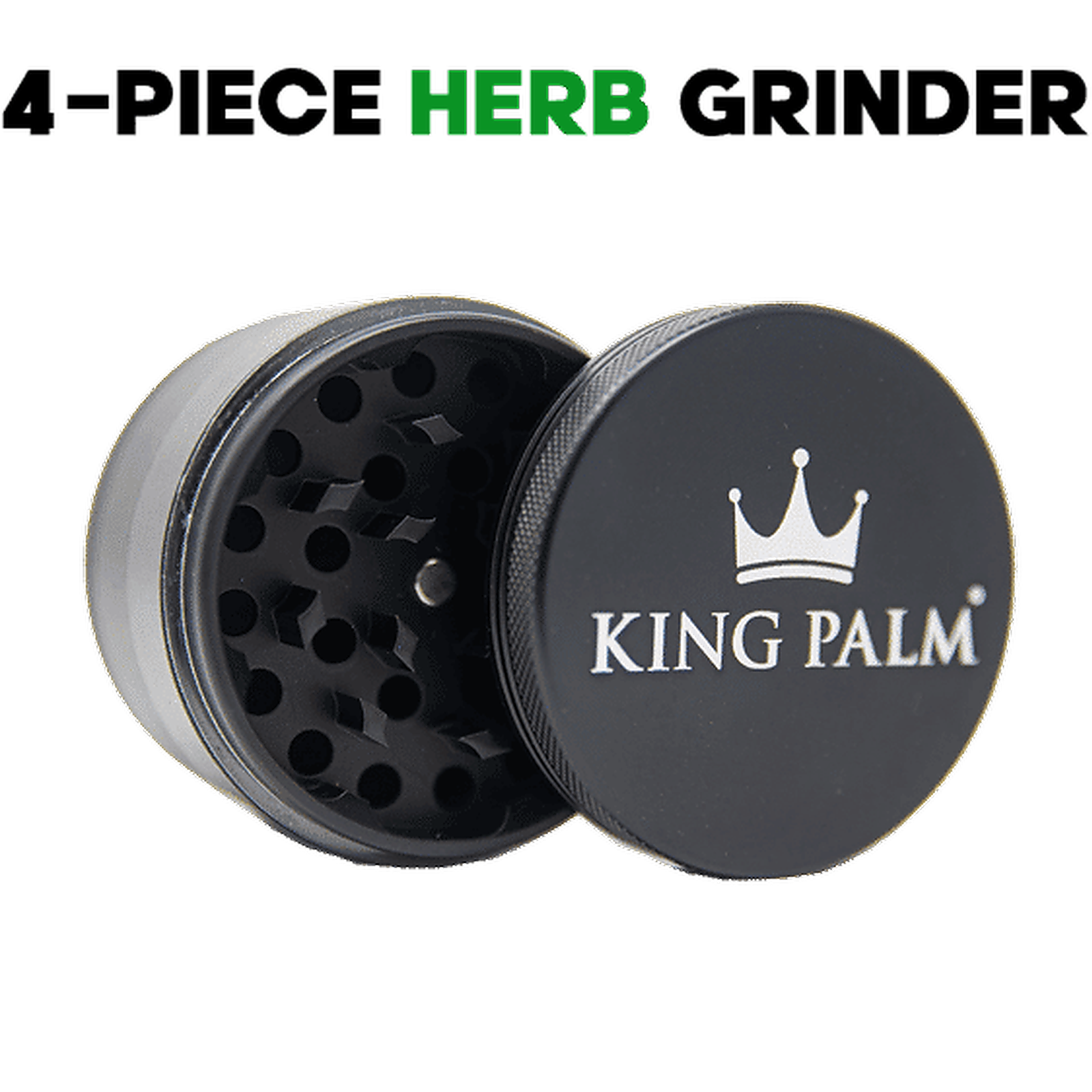 King Palm 4 Piece Metal Cannabis Grinder with Kief Catcher Leafly
