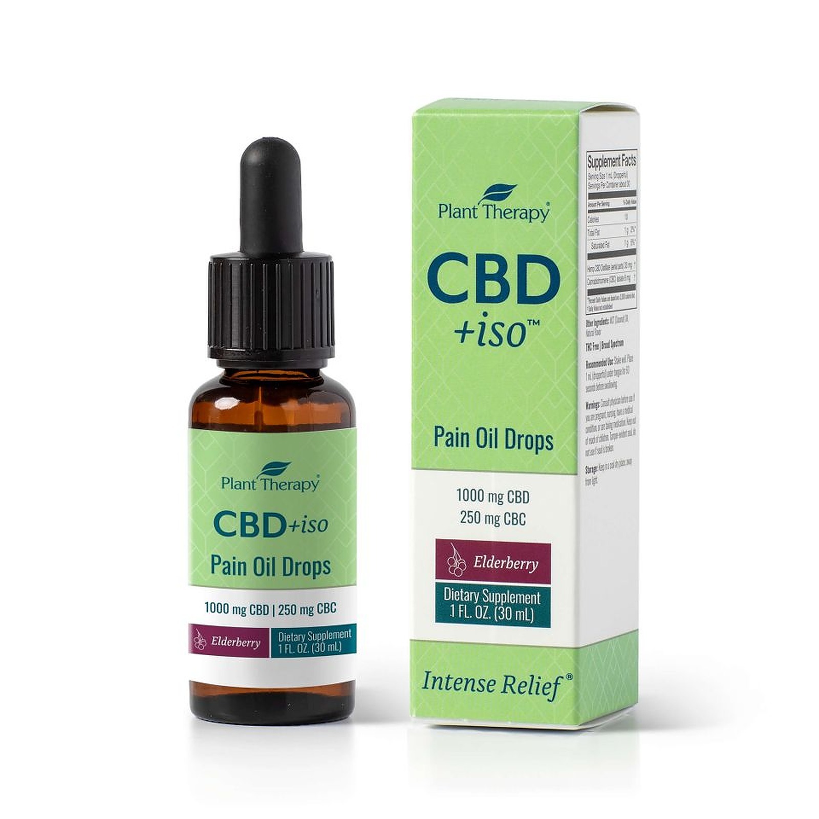 CBD +iso Pain Oil Drops Elderberry 1000 mg CBD | 250 mg CBC 30 mL