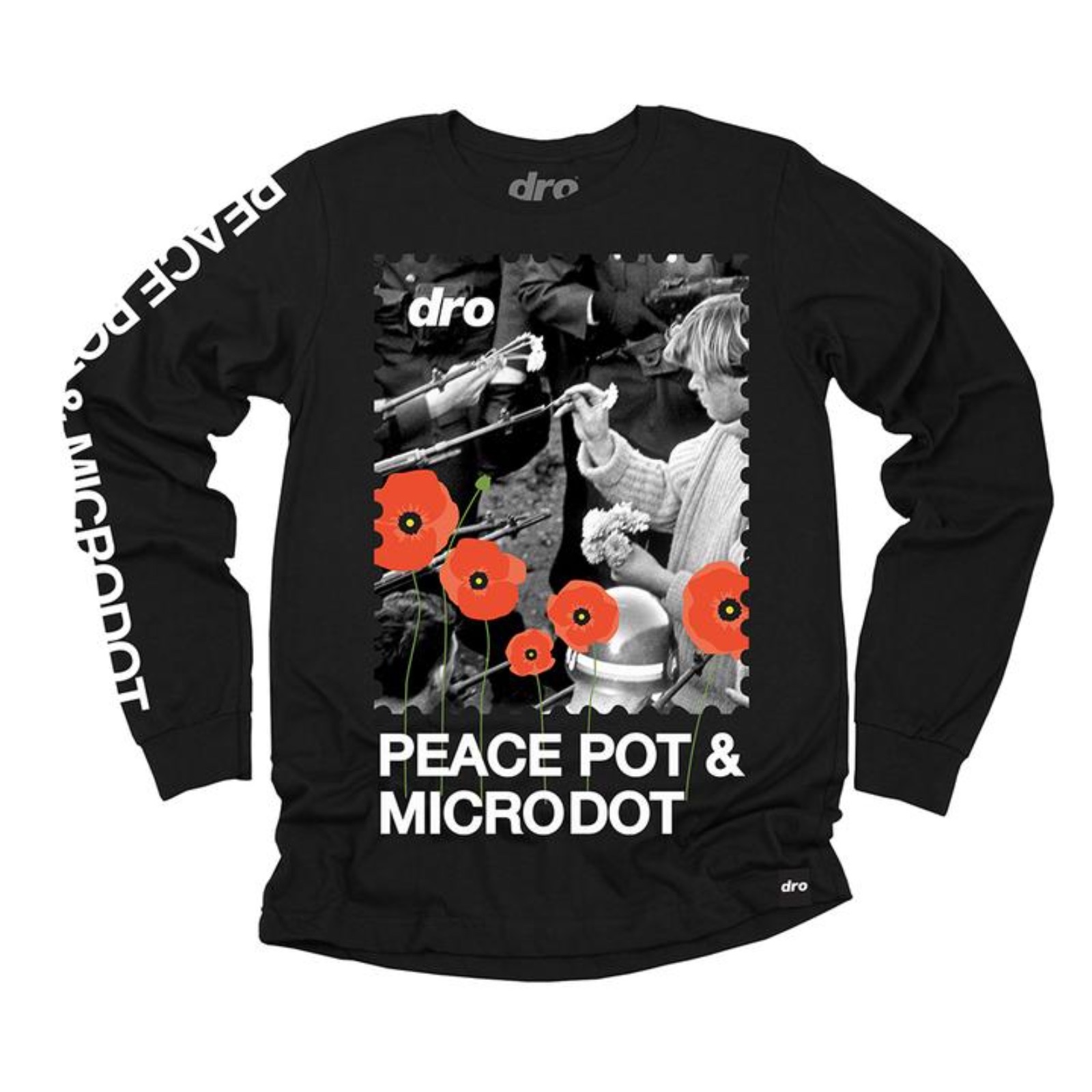 DRO: DRO Peace Pot & Microdot Long Sleeve Black Weed Shirt | Leafly