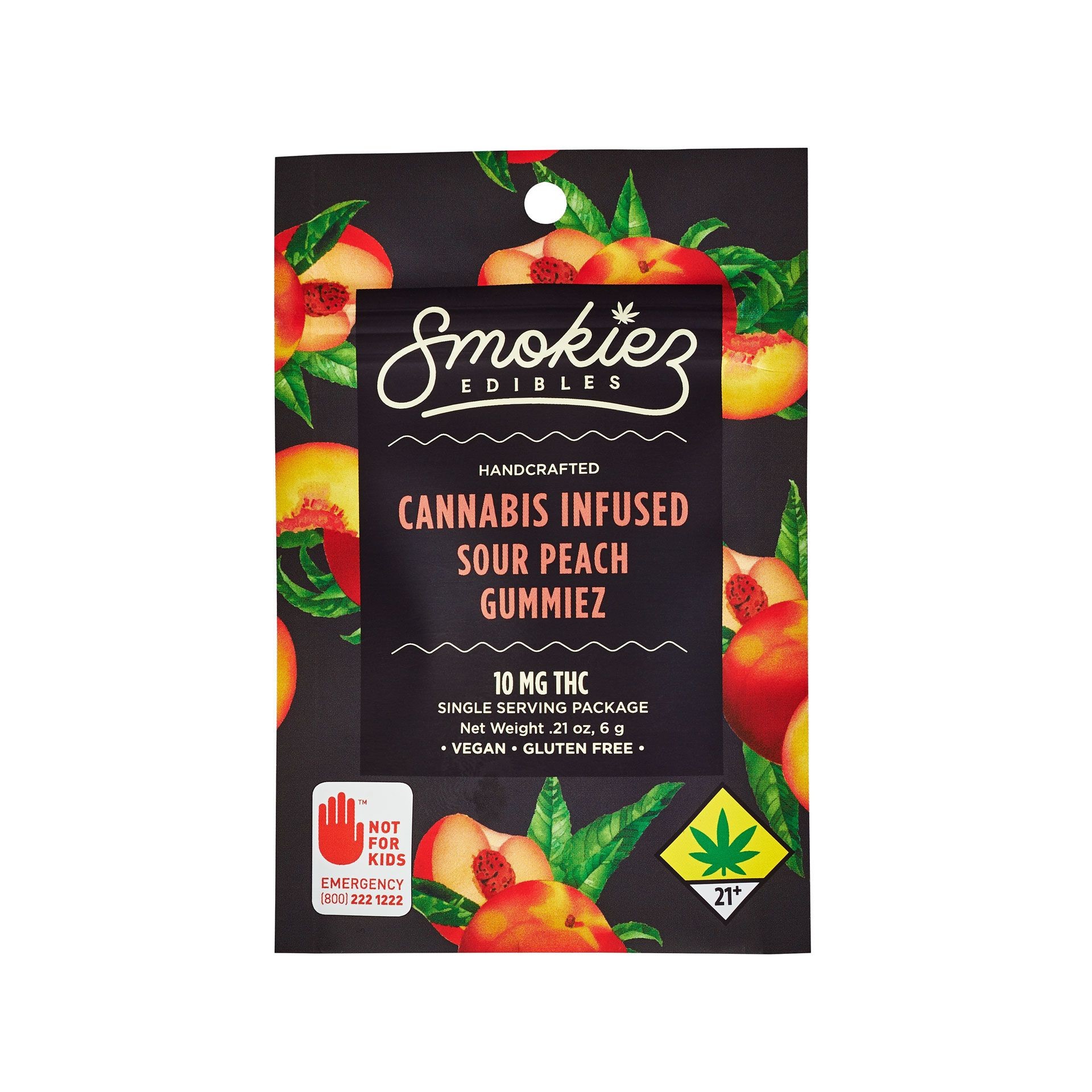 Smokiez Edibles: Sour Peach Single Serving Fruit Chew, 10mg THC - WA ...