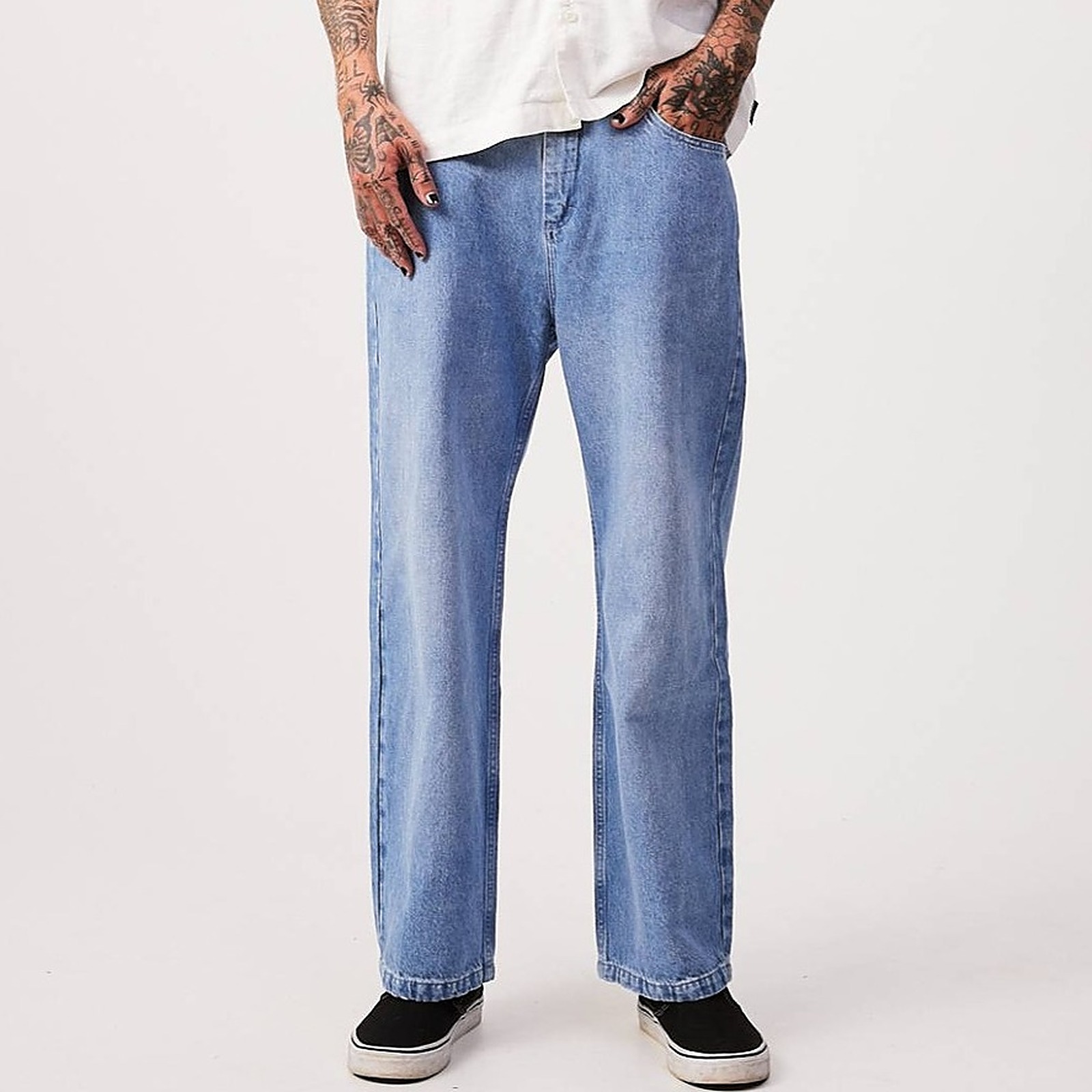 AFENDS Mens Pablo - Denim Baggy Jean - Washed Black