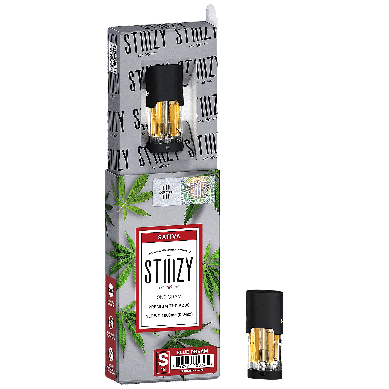 STIIIZY BLUE DREAM, BLUEBERRY FLAVOR PREMIUM THC POD 1G Leafly