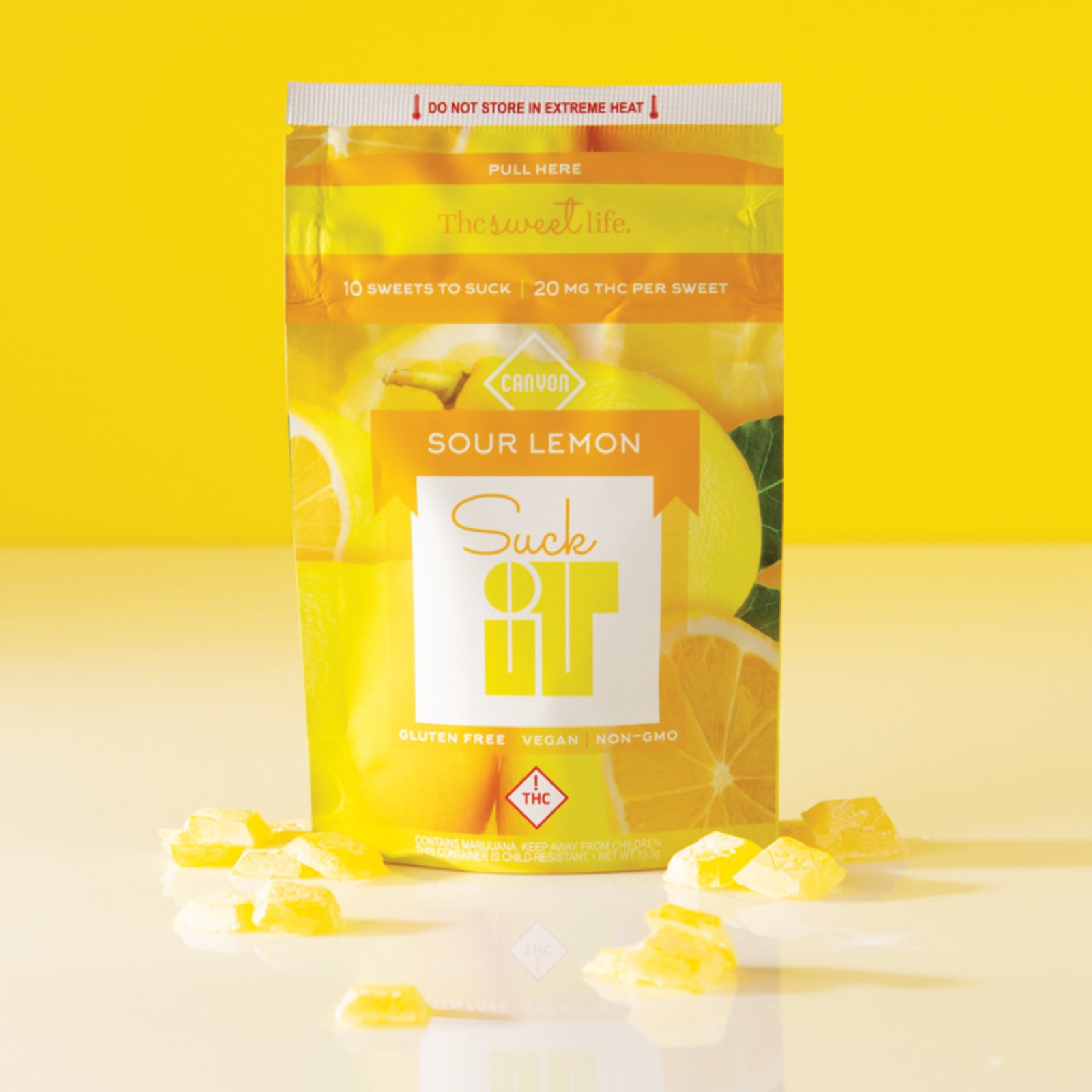 Canyon Cultivation: Sour Lemon Suck It Hard Candies 100mg 20-pack | Leafly Canyon Cultivation: Sour Lemon Suck It Hard Candies 100mg 20-pack | Leafly