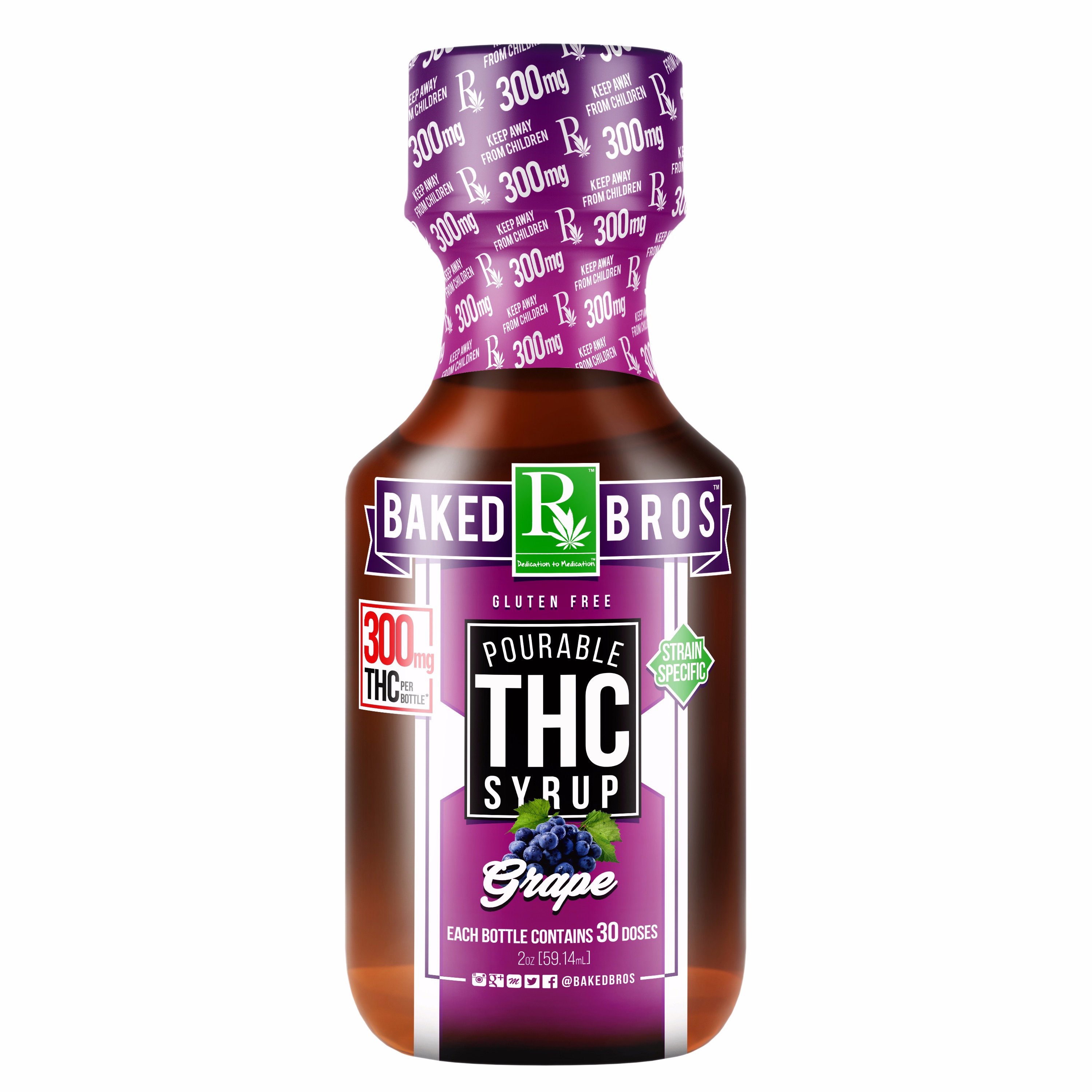 Baked Bros™ THC Grape Syrup 300mg Leafly