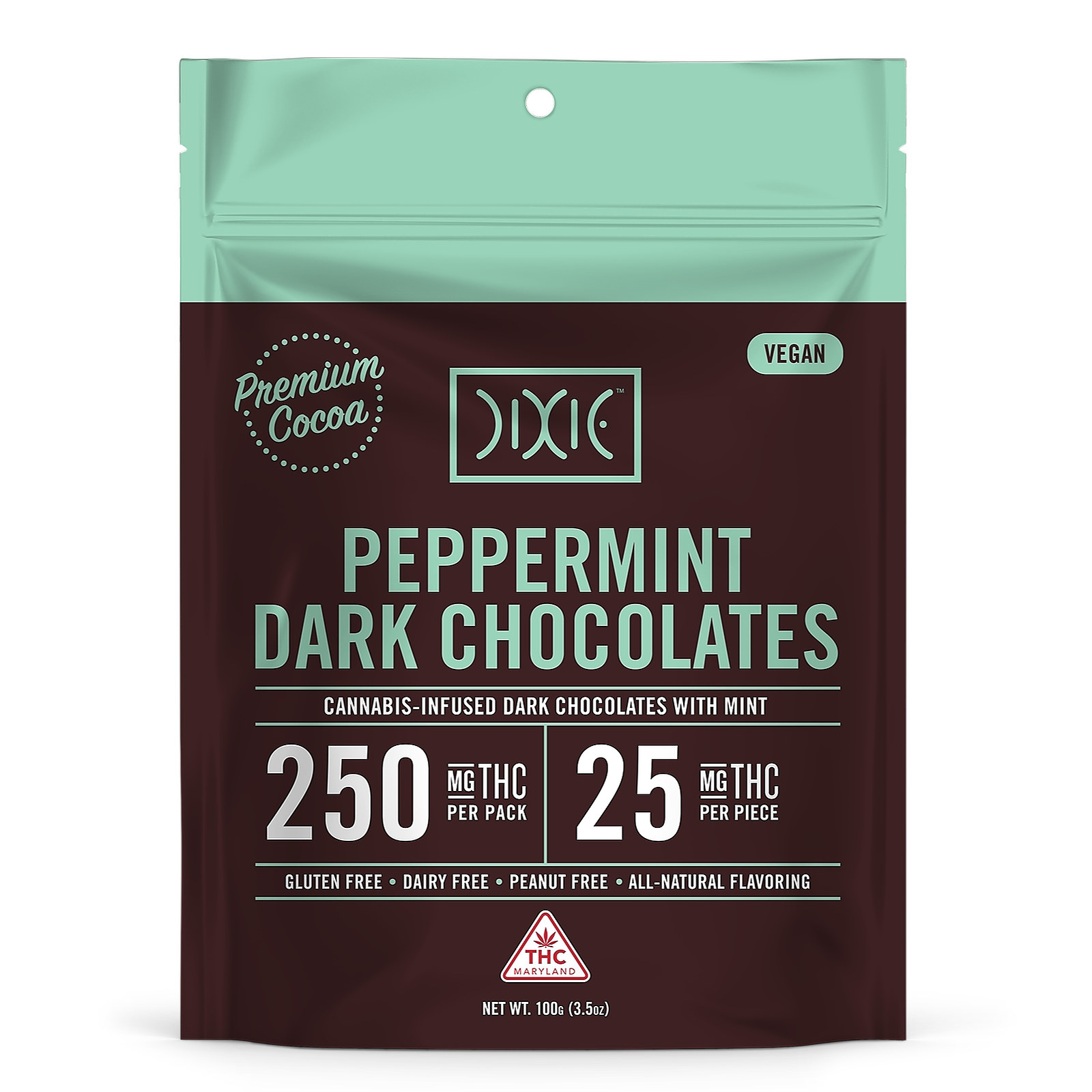 Curio Wellness Dixie Peppermint Dark Chocolate [250mg] Leafly