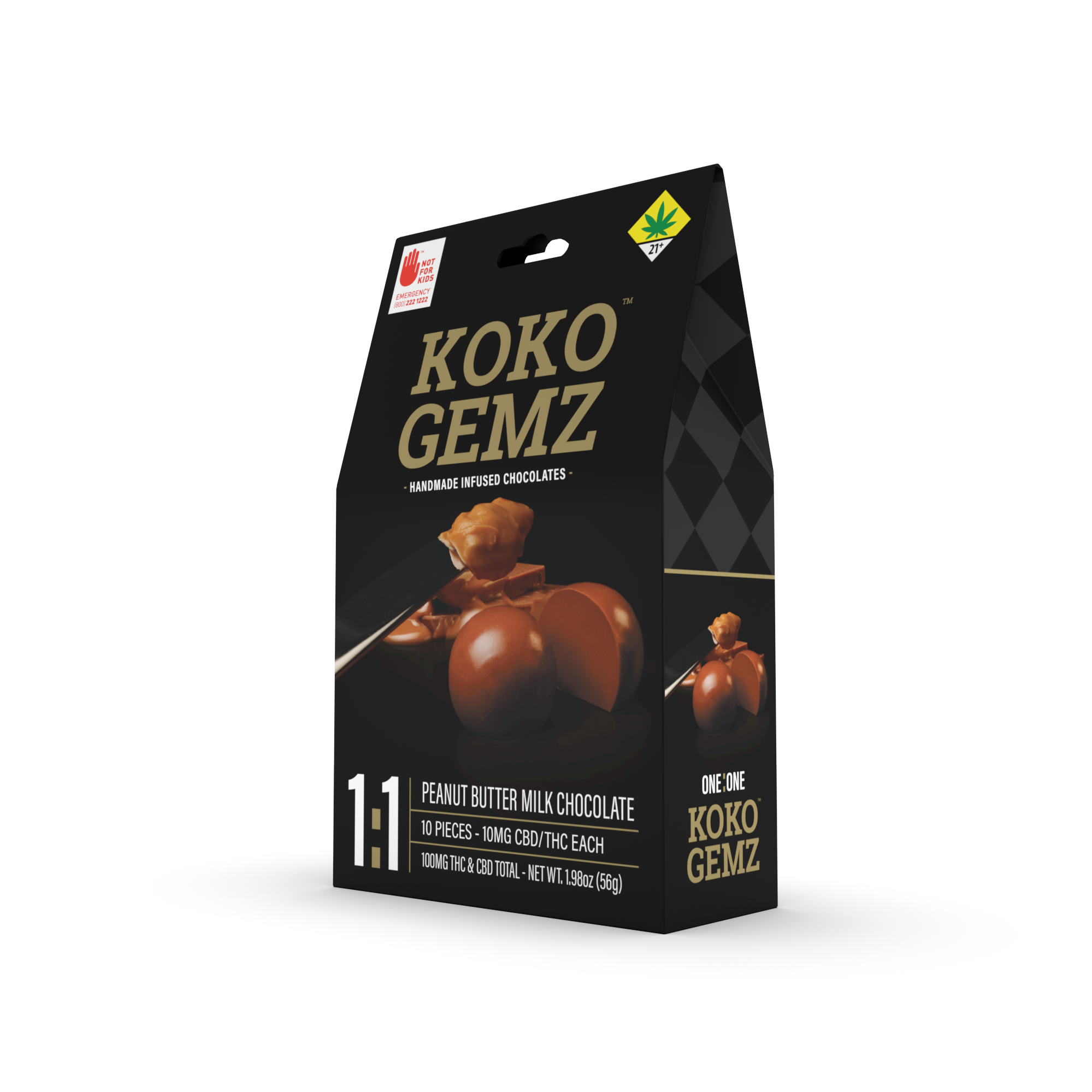 Koko Gemz Peanut Butter Milk Chocolate CBD 100mg 10pack Leafly