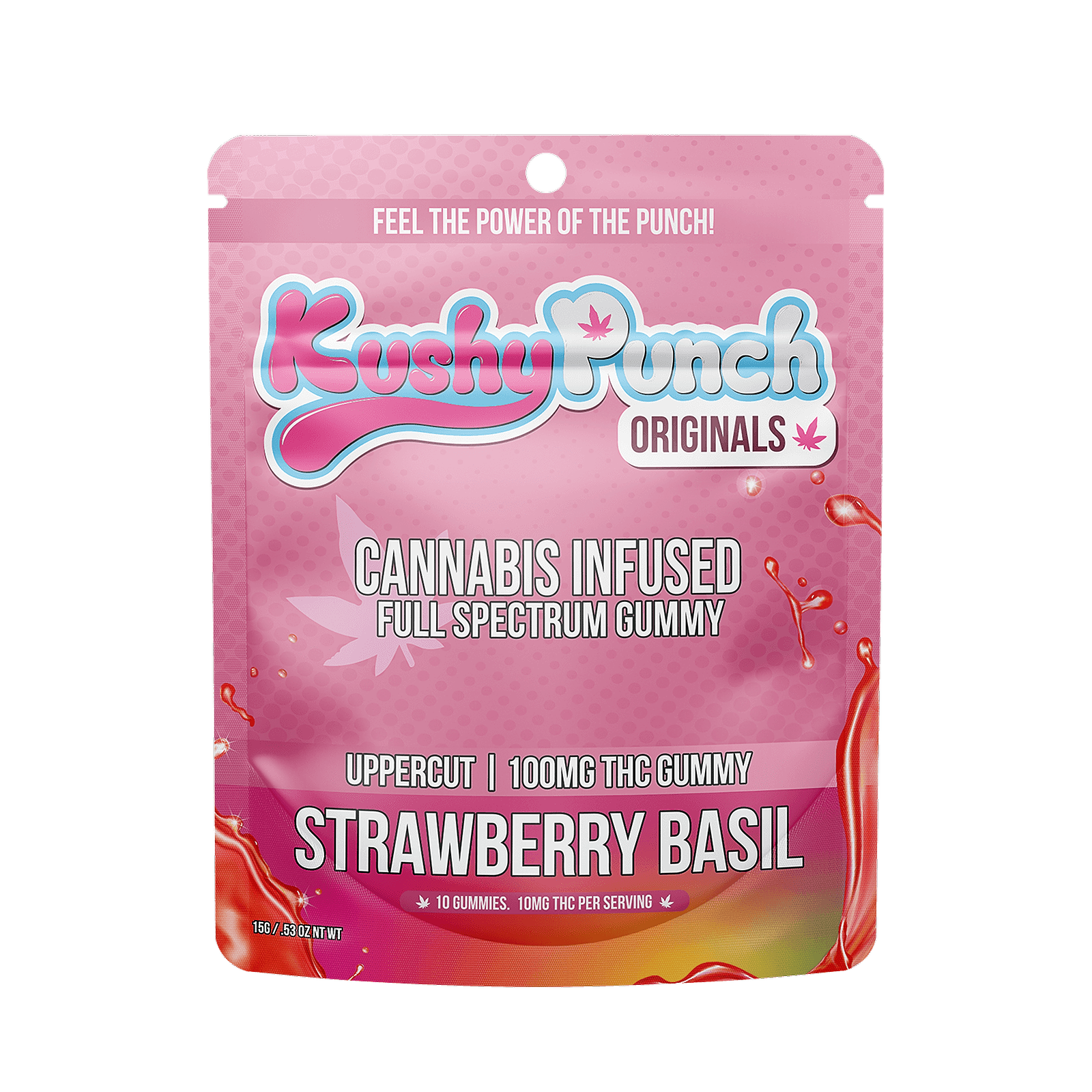 Kushy Punch: KUSHY PUNCH - UPPERCUT STRAWBERRY BASIL GUMMY 100MG | Leafly