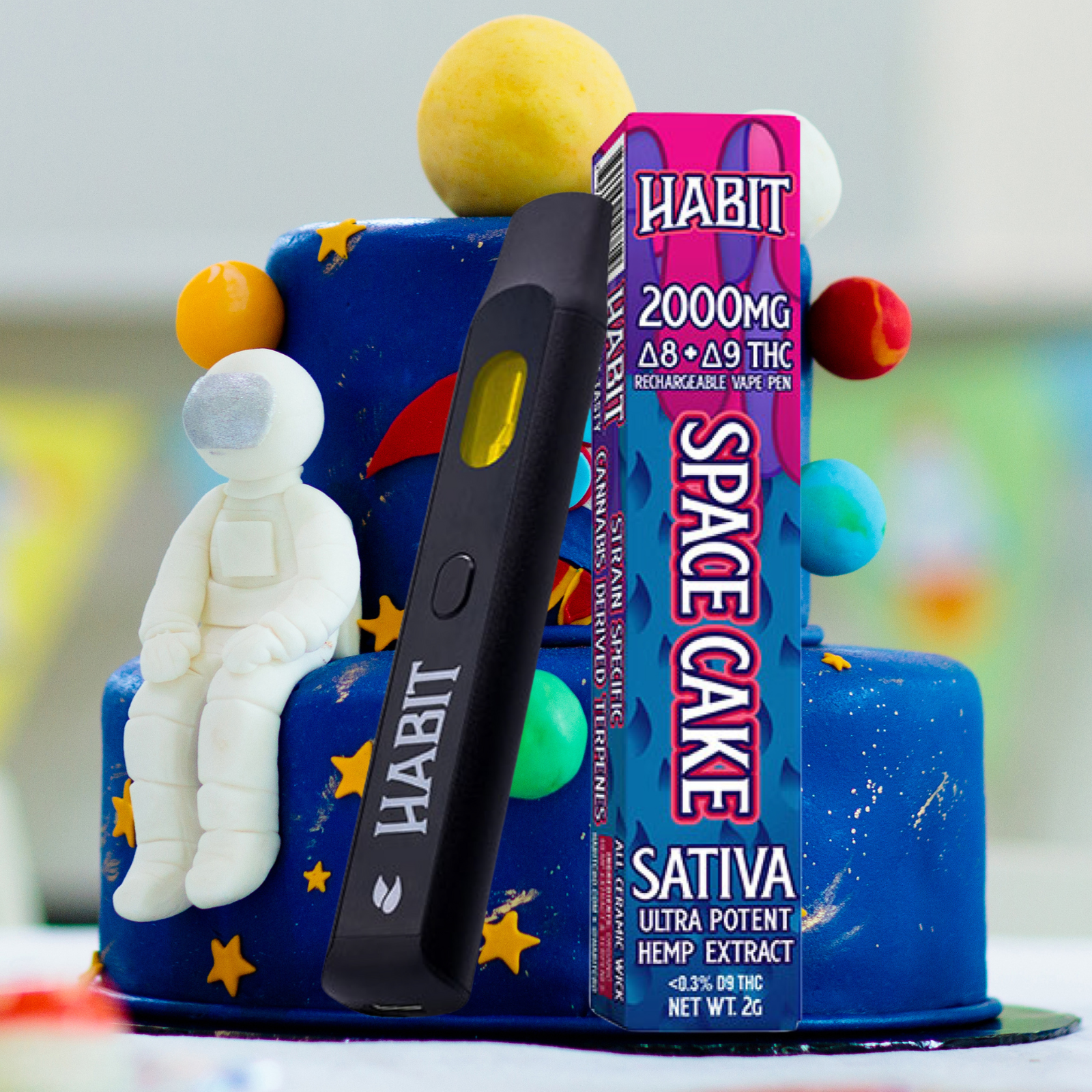 HABIT 2ml D8+D9 THC Vape Pen, Space Cake