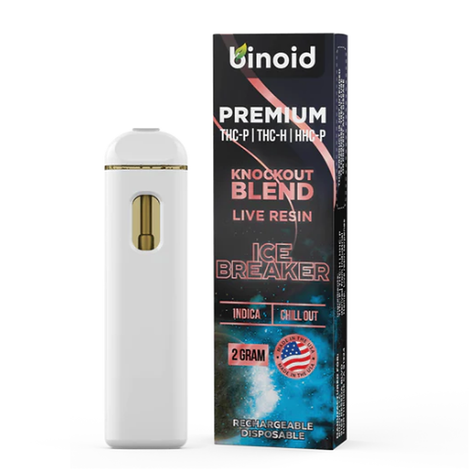 Binoid Ice Breaker Knockout Blend Live Resin Disposable 2 Gram Leafly