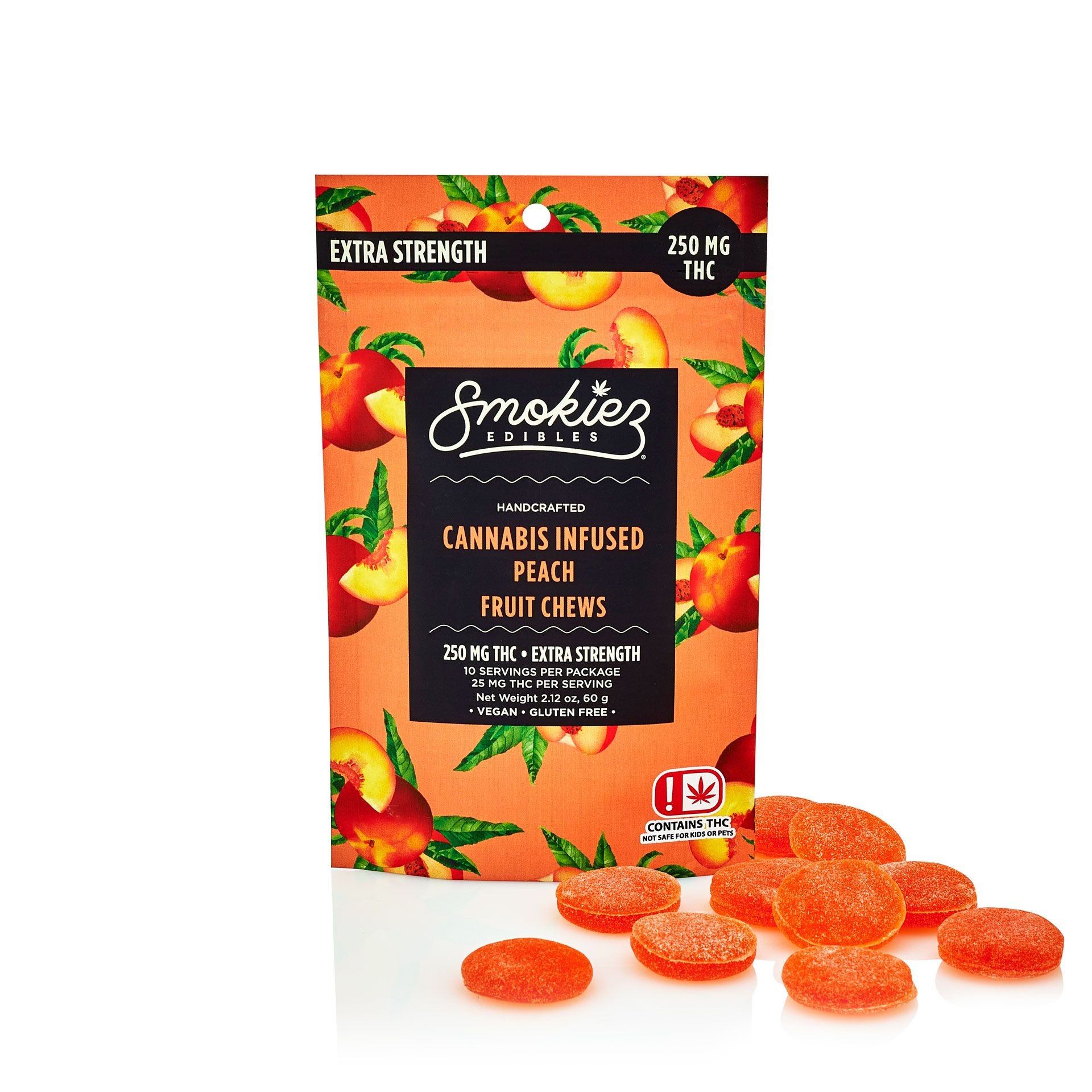 Peach Fruit Chews, 250mg THC OK Leafly