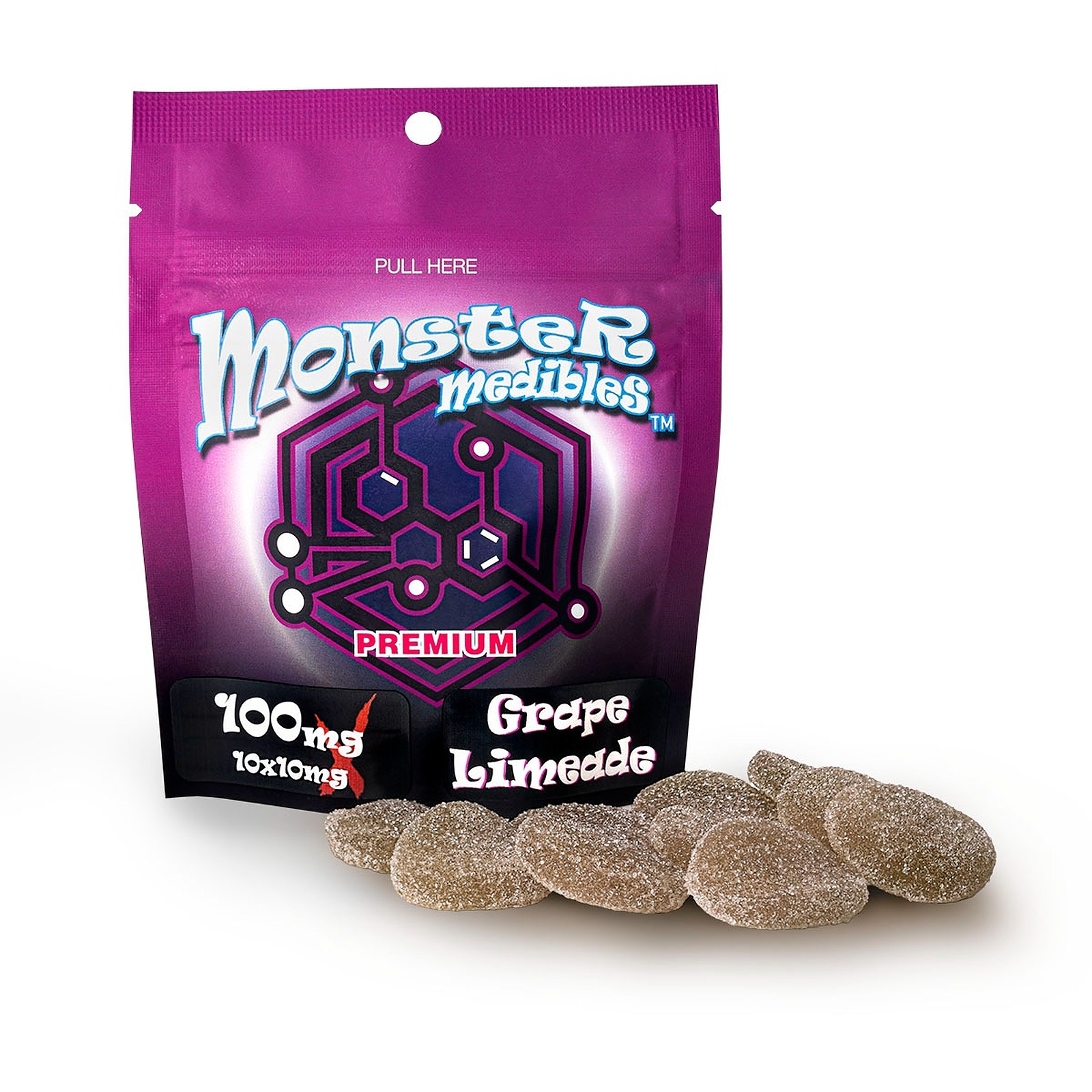 Monster Xtracts Grape Limeade 10x10mg Gummies Leafly