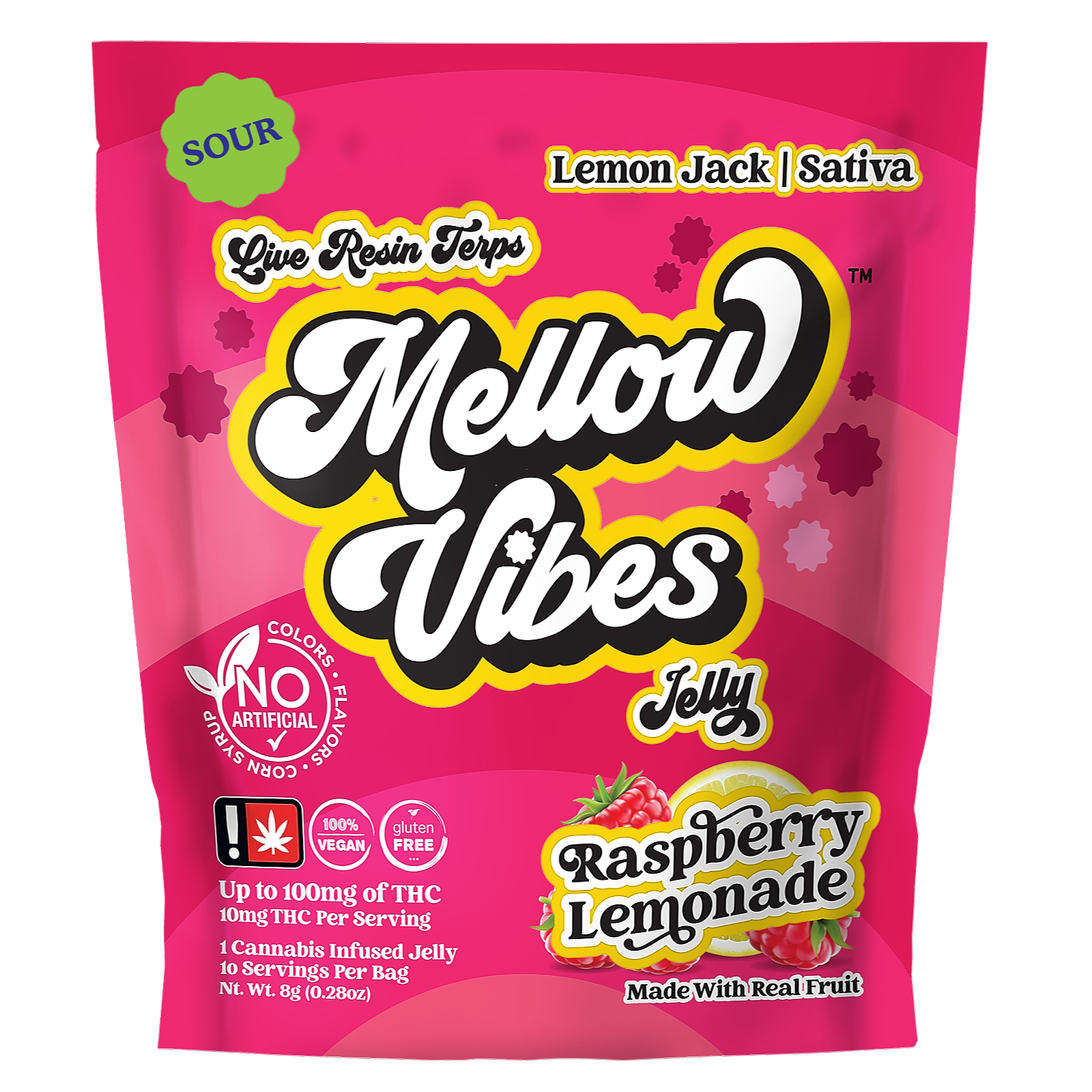 Sour Raspberry Lemonade Mellow Vibes: Mellow Vibes Sour Raspberry Lemonade Jelly Single 100mg ...