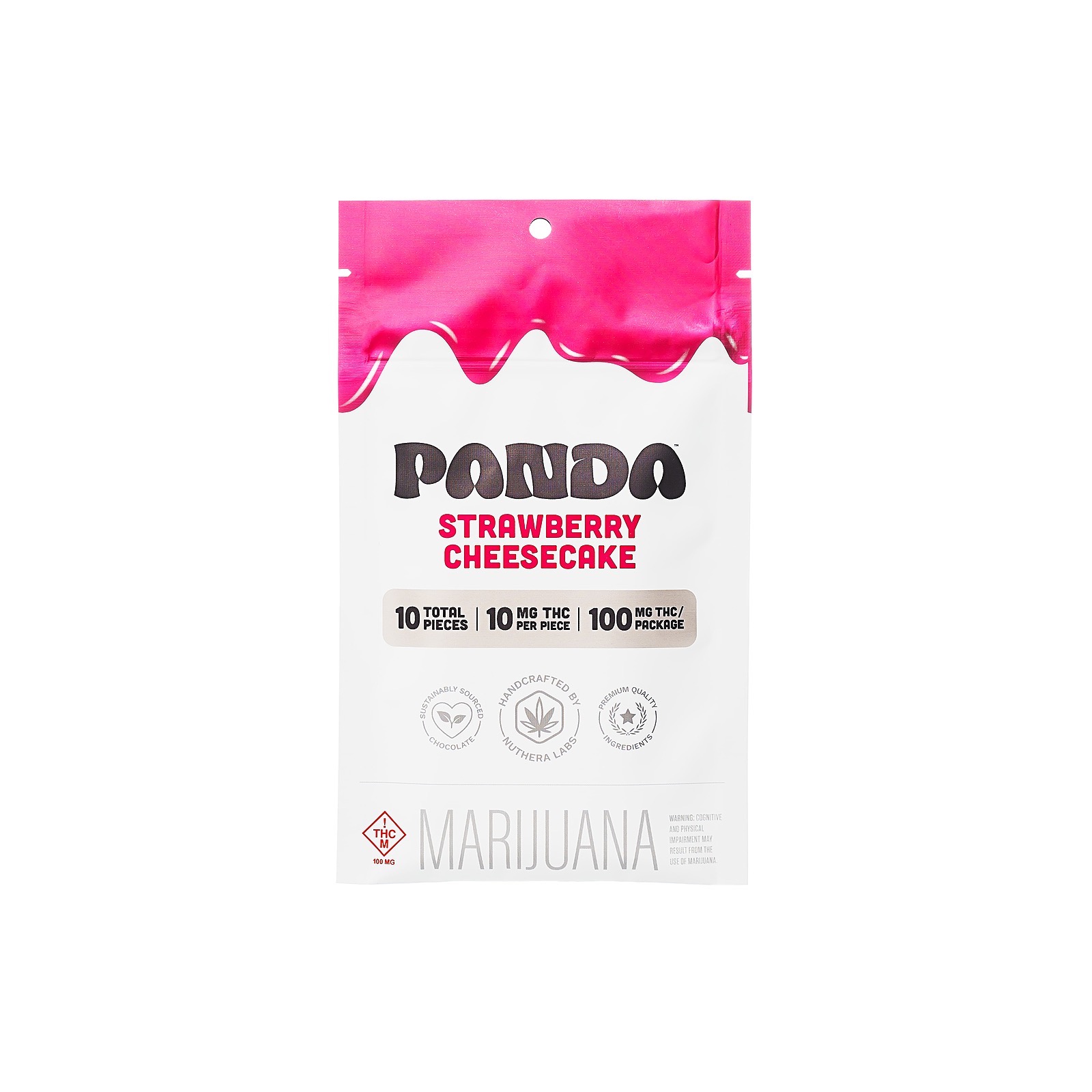 Nuthera Panda Chocolate Strawberry Cheesecake 100mg Bar Leafly