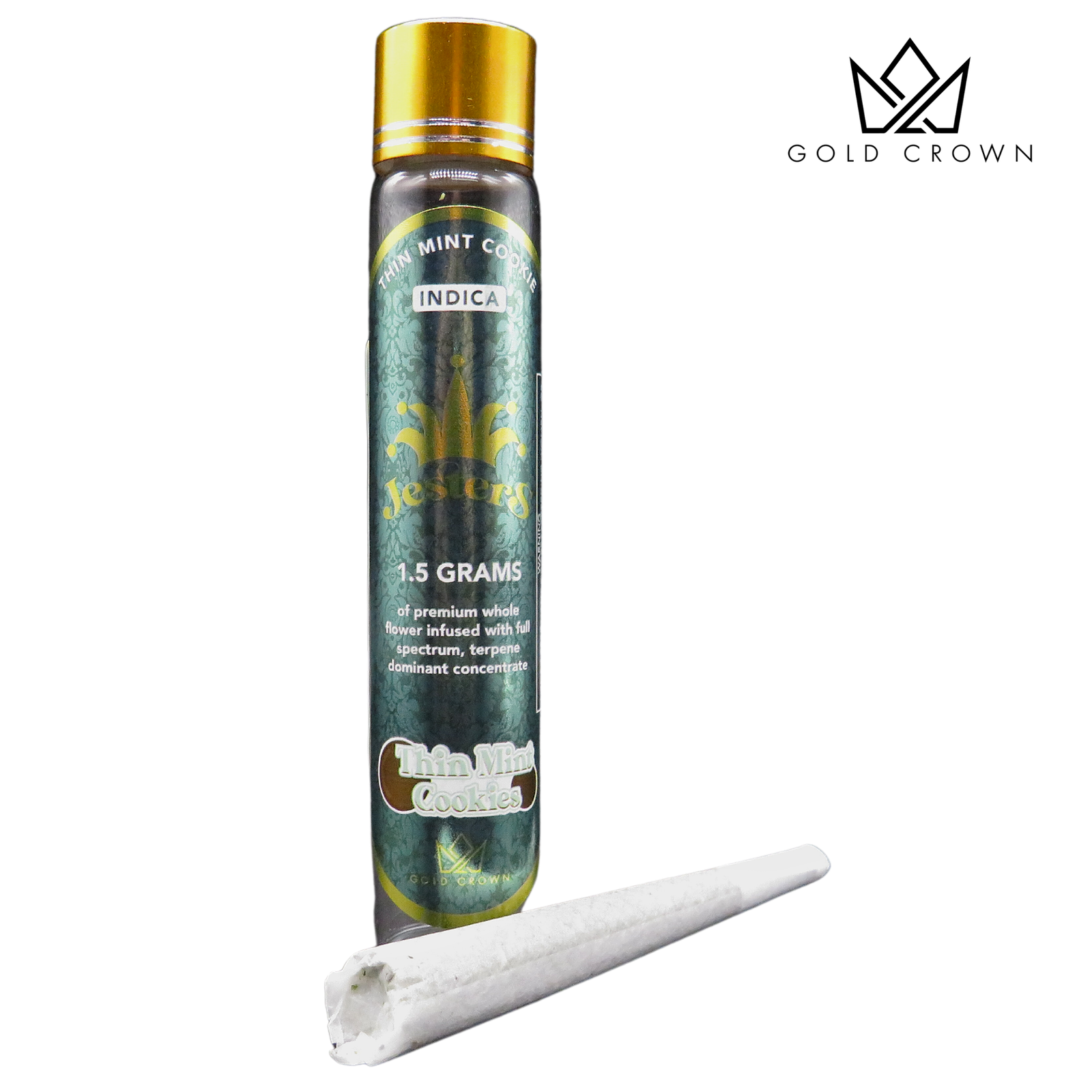 Gold Crown: Jesters Infused Pre-roll (1.5g)- Thin Mint Cookies | Leafly