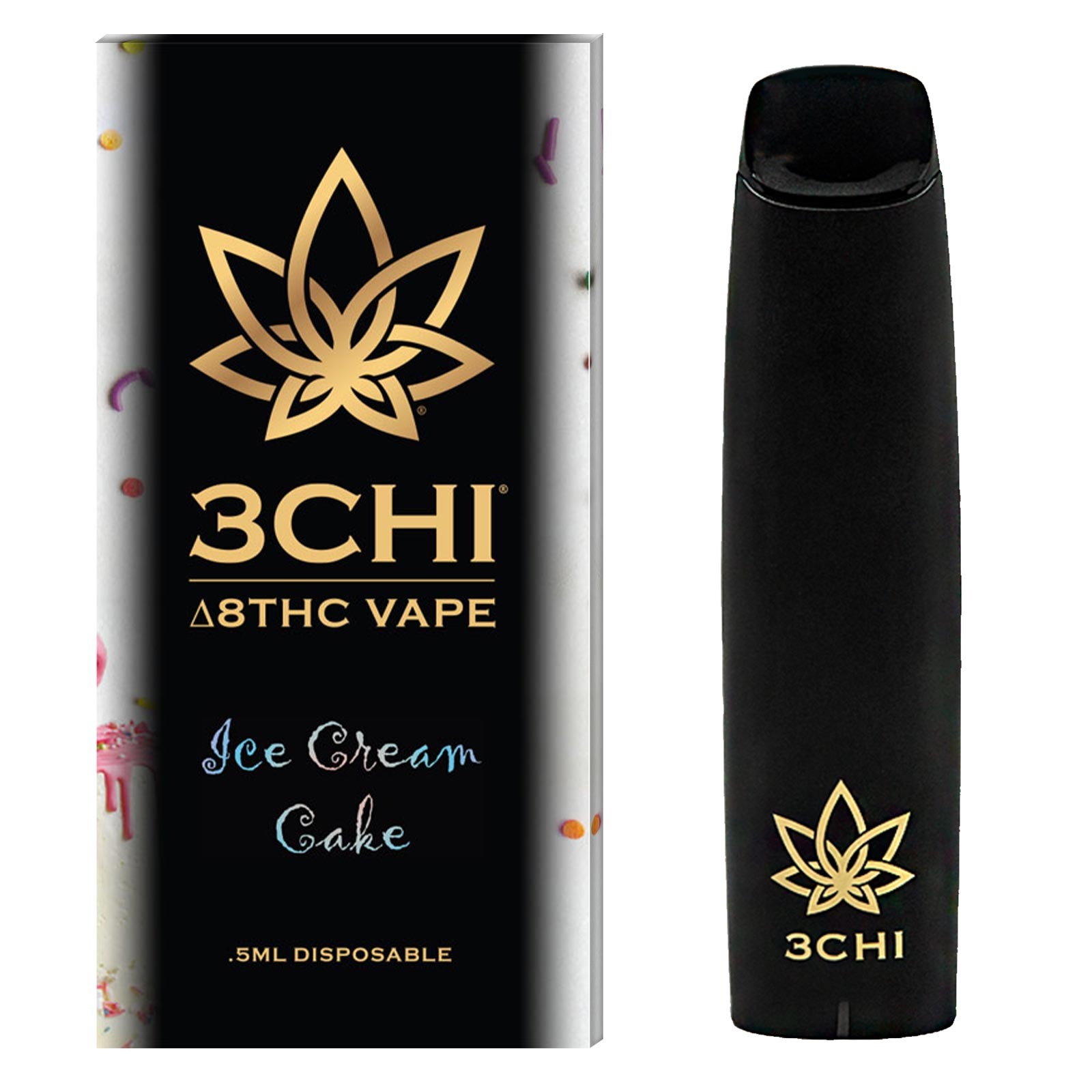 3CHI Delta 8 THC Disposable Vape Cartridge Ice Cream Cake 0.5ml Leafly