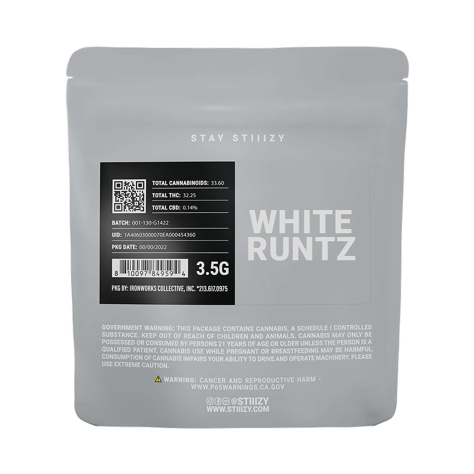 STIIIZY: WHITE RUNTZ - LIGHT GREY LABEL 3.5G | Leafly