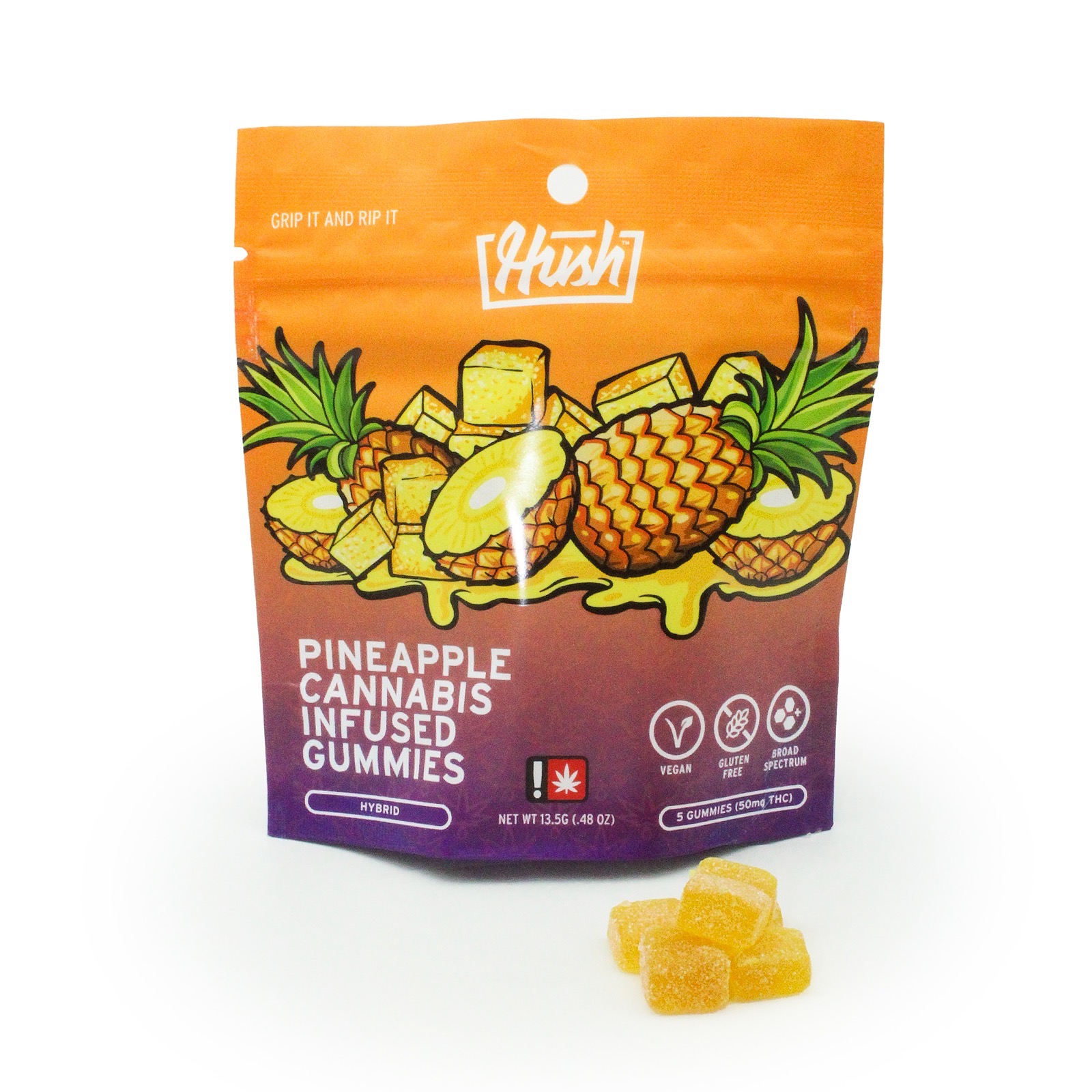 HUSH: Pineapple Cannabis Infused Gummies 50mg | Leafly