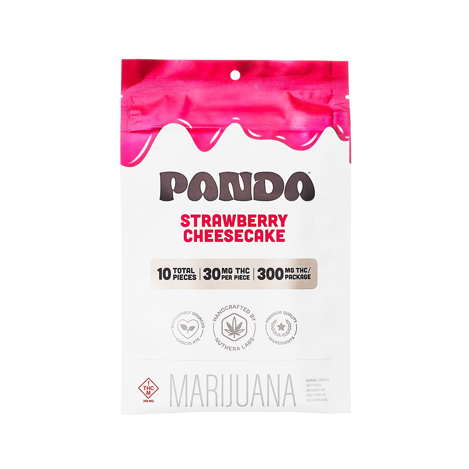 Nuthera Panda Chocolate Strawberry Cheesecake 300mg Bar Leafly