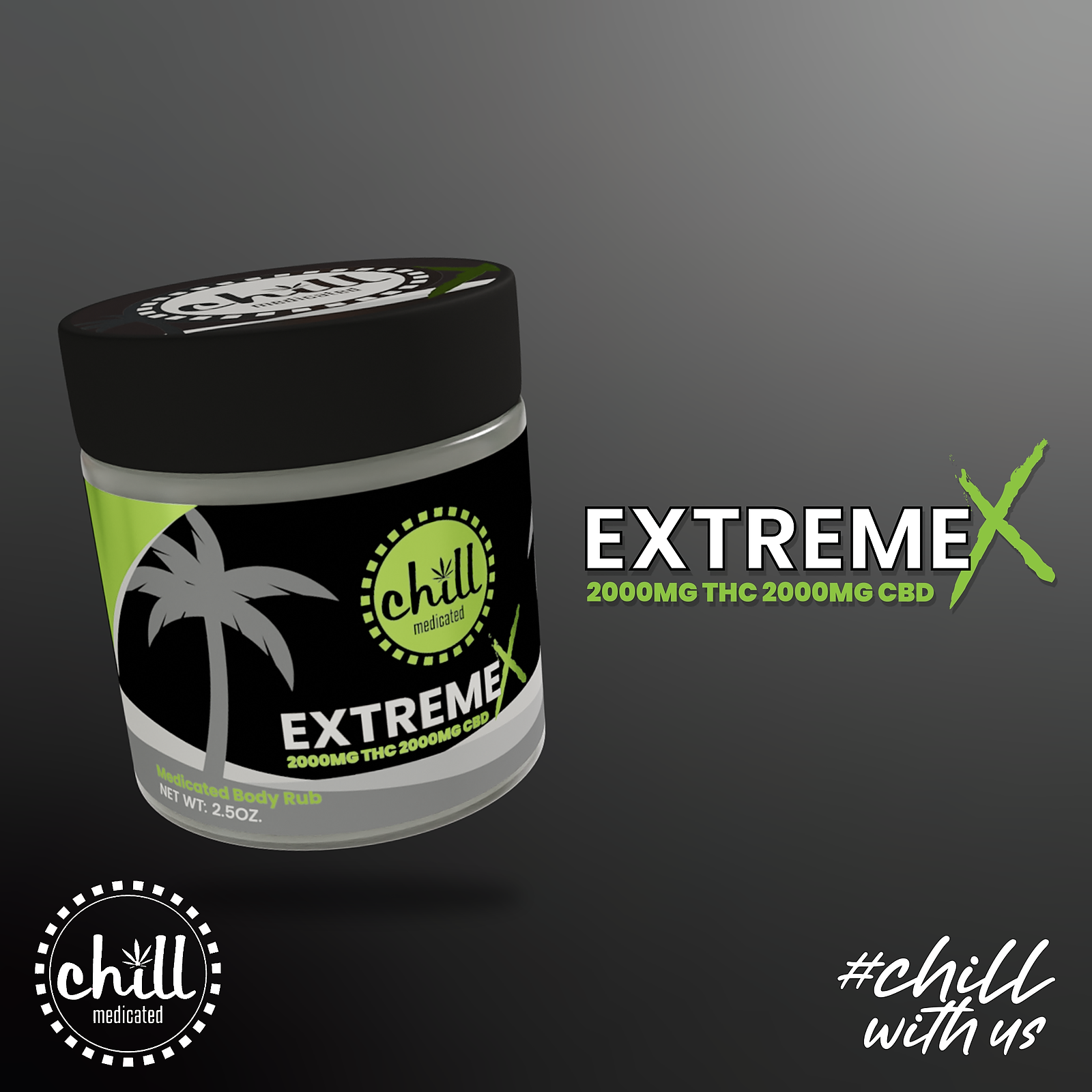 Chill Medicated 2000mg THC 2000mg CBD EXTREME X Body Rub Chill   Tw80OgP5QRzqhkcid0mg Extreme X 