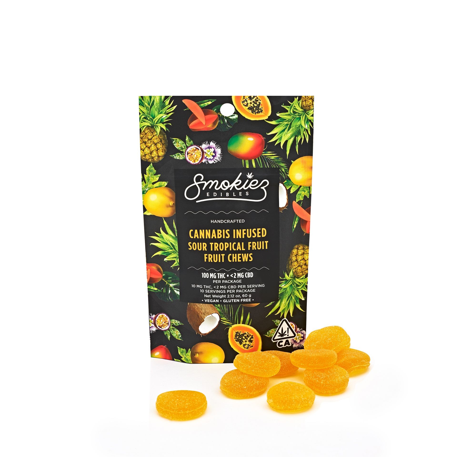 Sour Tropical Fruit Chews 100mg THC CA Leafly