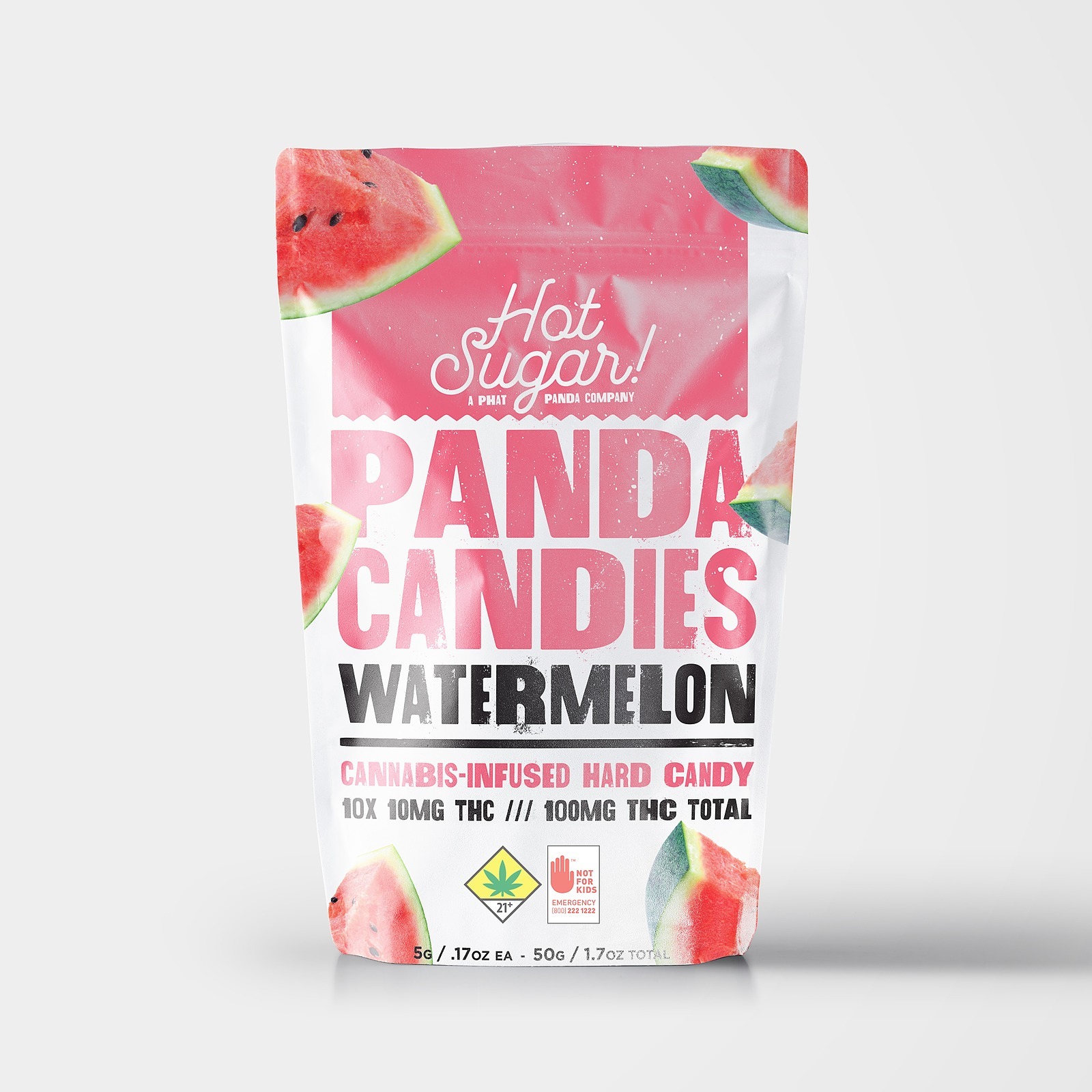 Hot Sugar! by Grow Op Farms Watermelon Panda Candies 100mg 10pack Leafly