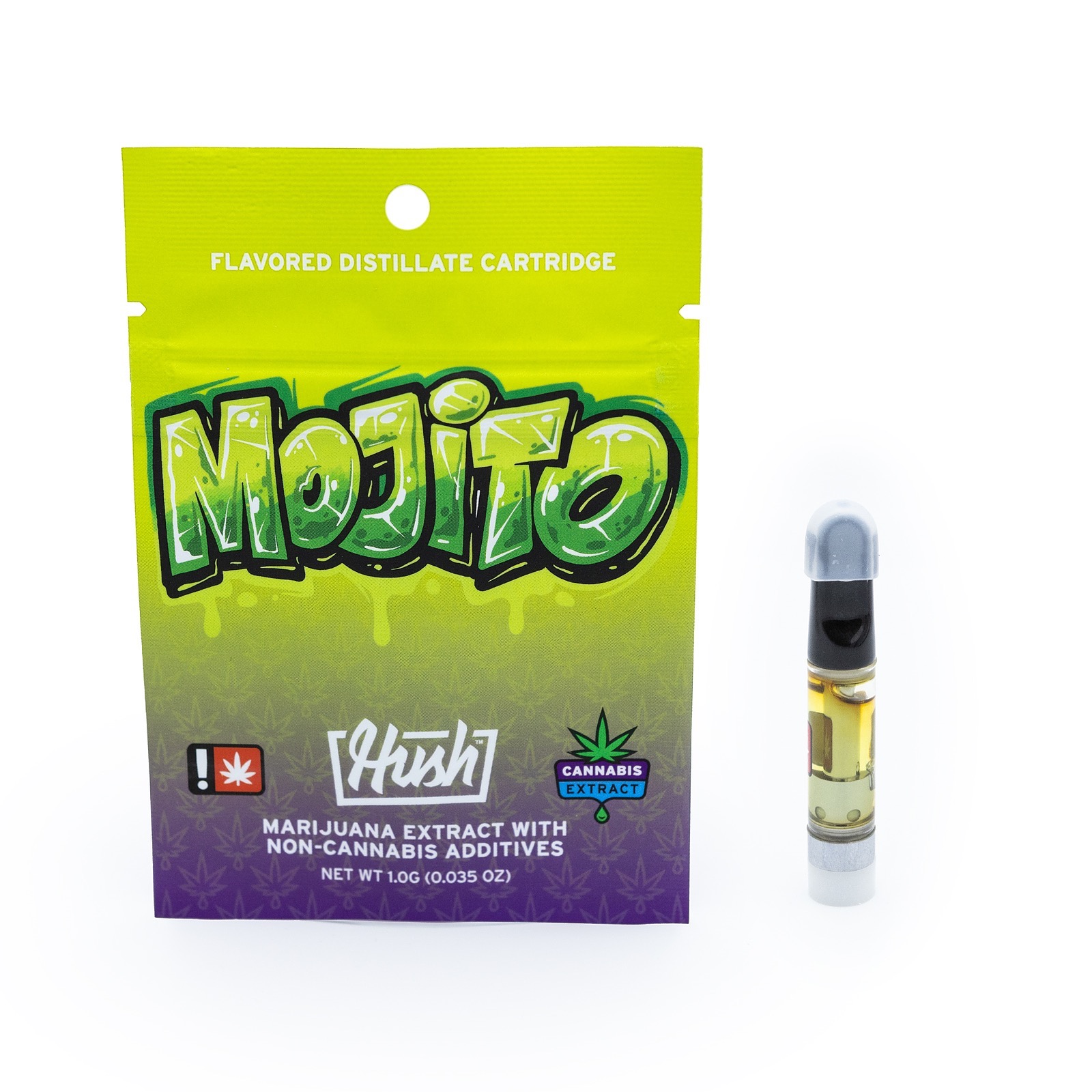 HUSH Mojito Flavored Distillate Vape Cartridge 1g Leafly