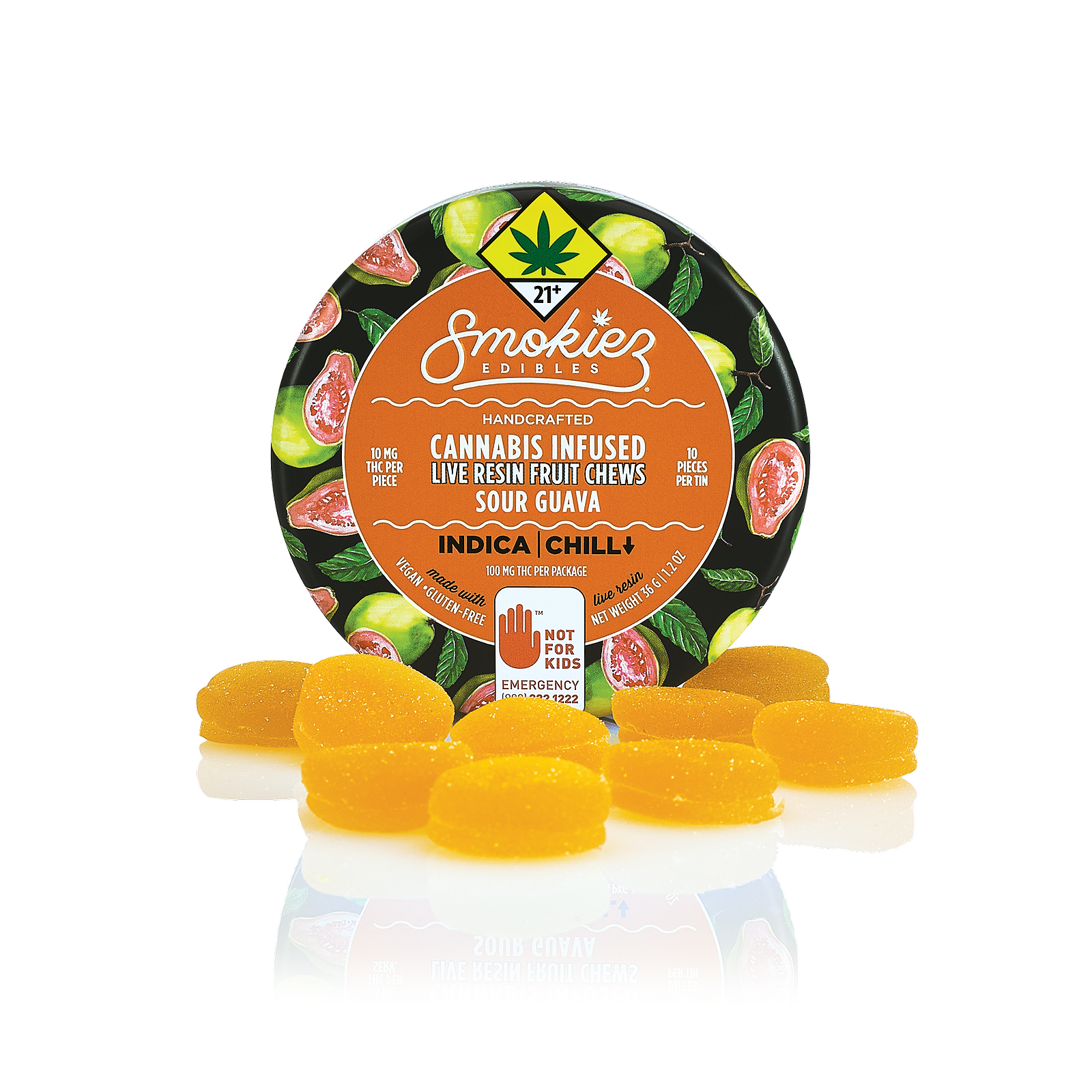 Smokiez Edibles Sour Guava Indica 100mg THC Live Resin Fruit Chews