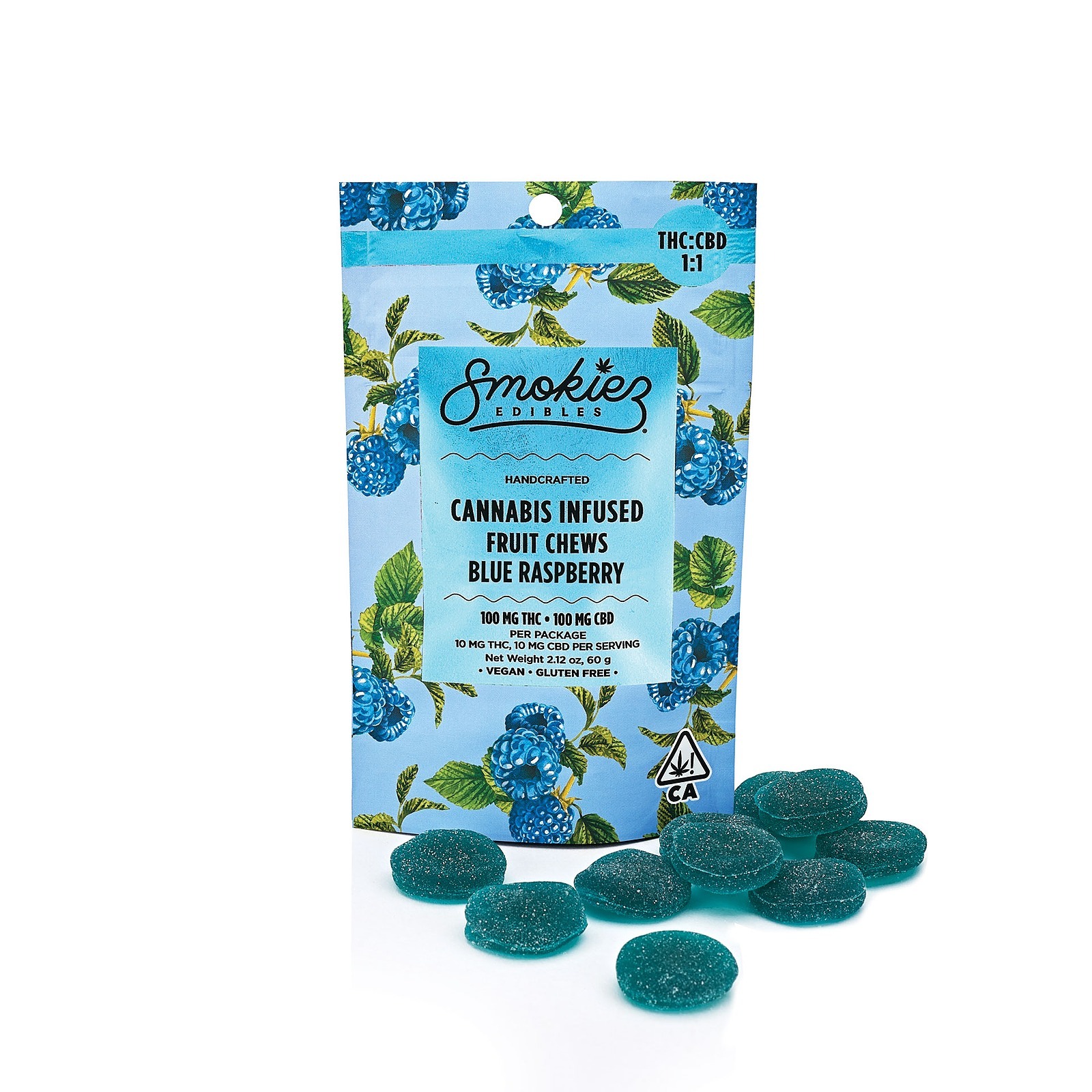 Smokiez Edibles Blue Raspberry THCCBD 11, 100mg THC/100 mg CBD Leafly